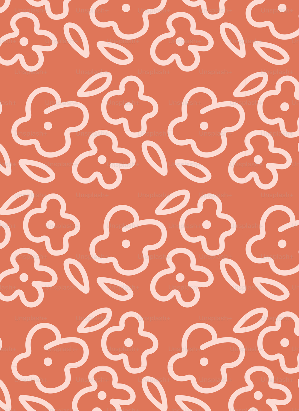 an orange background with white flowers on it