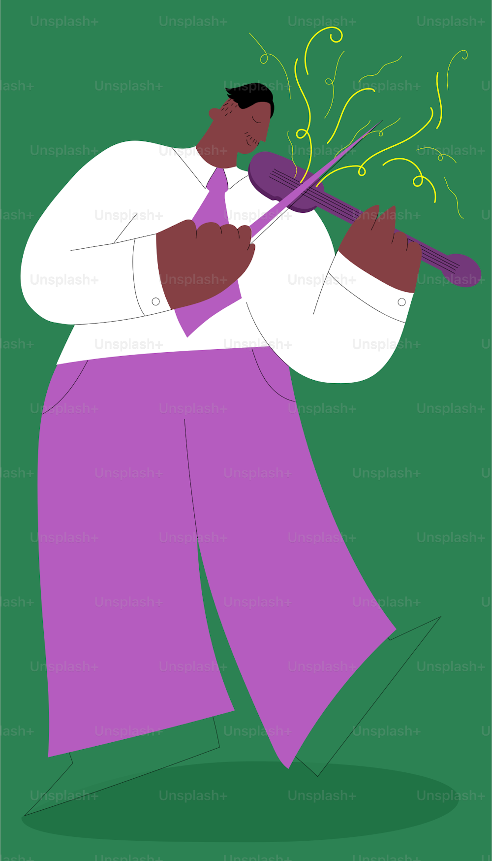 a man in a purple pants holding a pipe