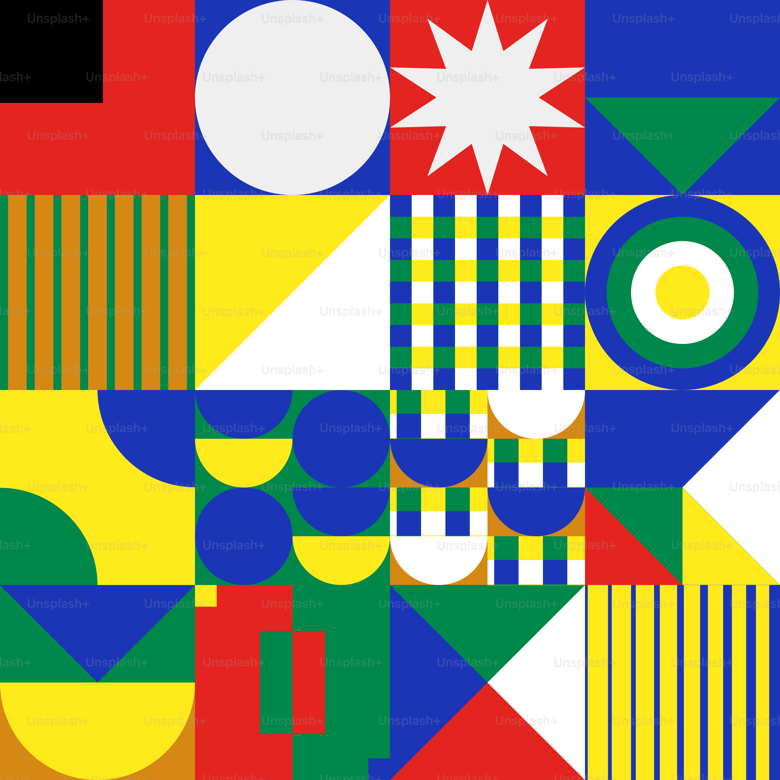 Ein farbenfrohes abstraktes Gemälde mit Formen und Linien