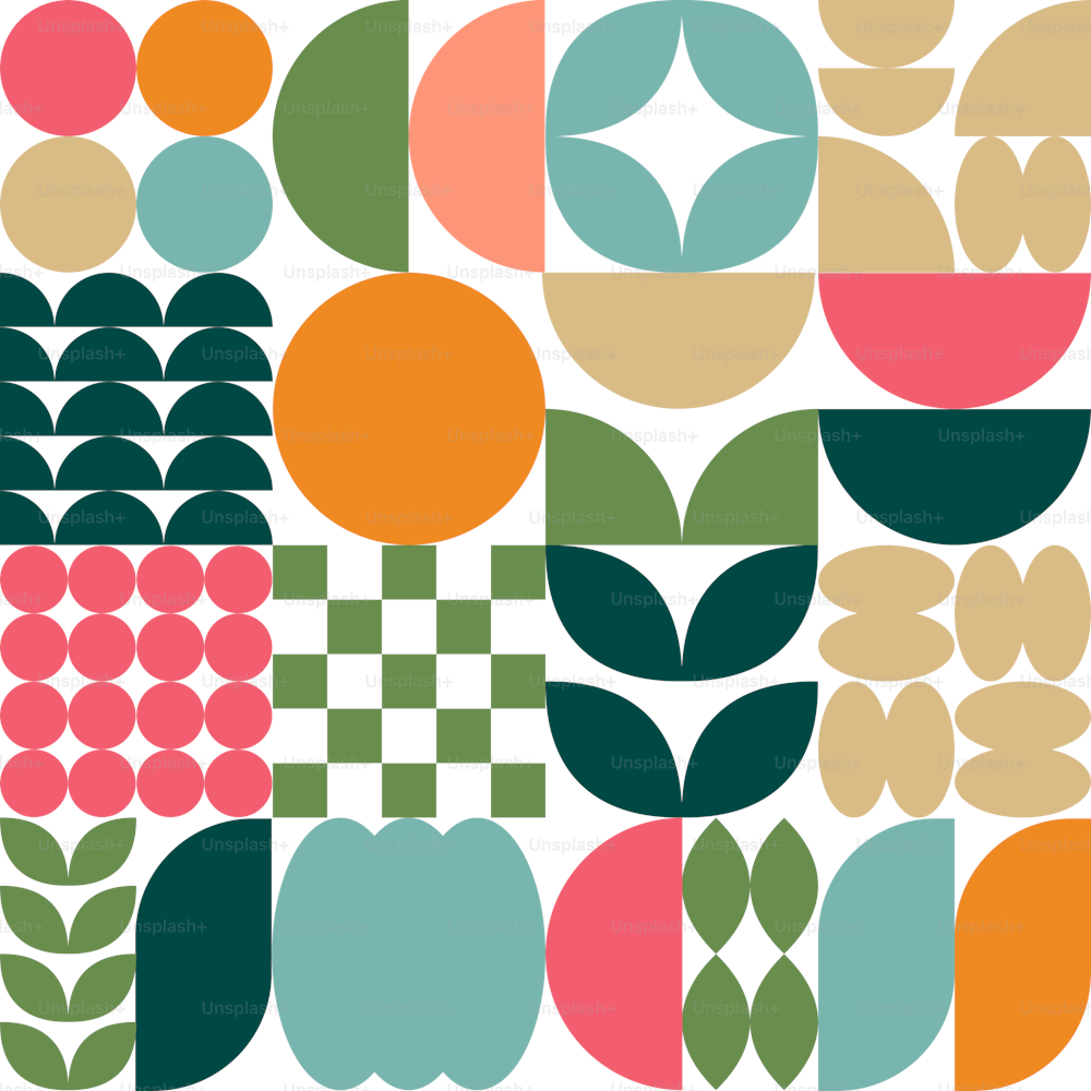 a pattern of different shapes and colors