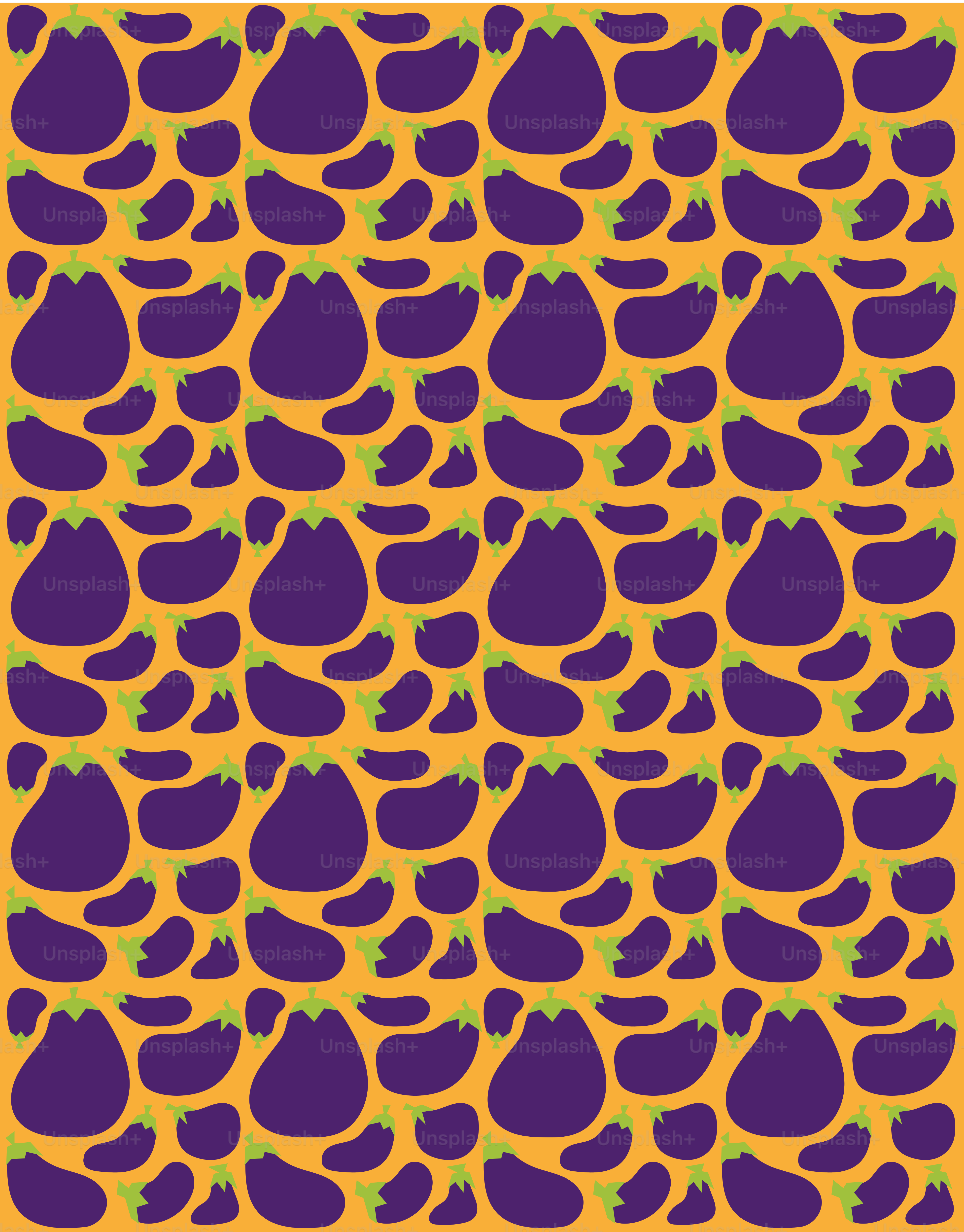 a purple and yellow background with a pattern of eggplant