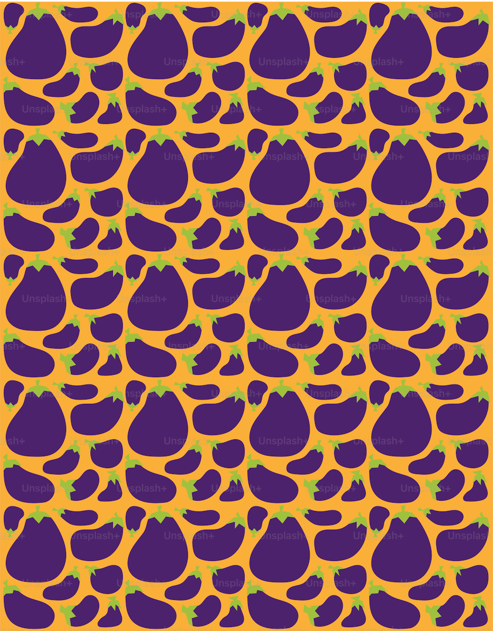 a purple and yellow background with a pattern of eggplant