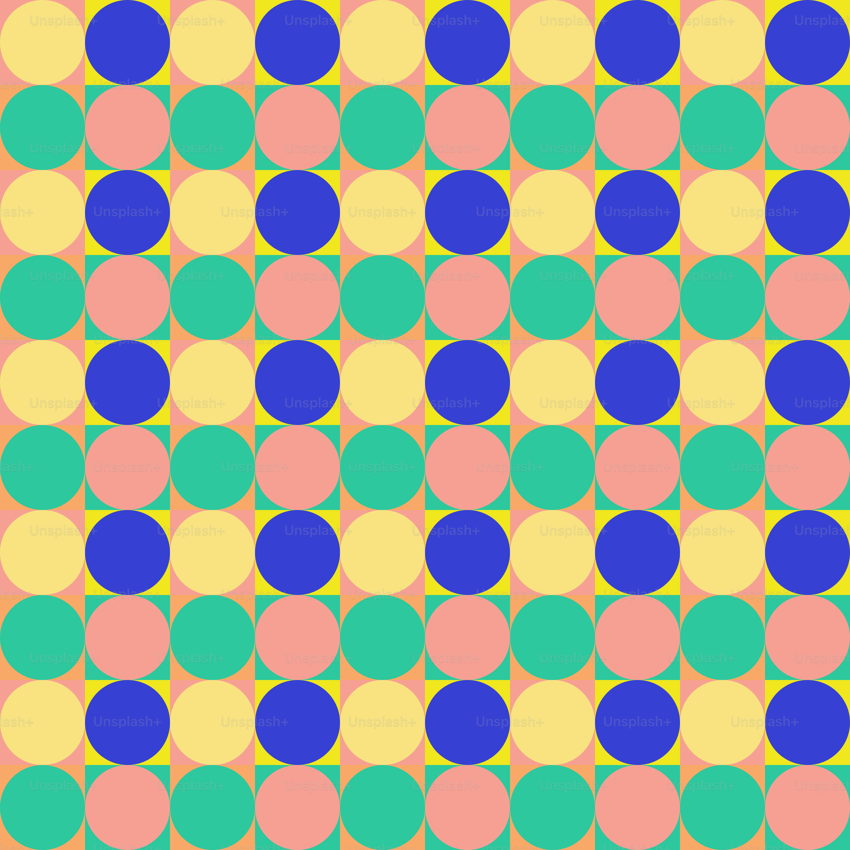 a colorful pattern of circles on a yellow background