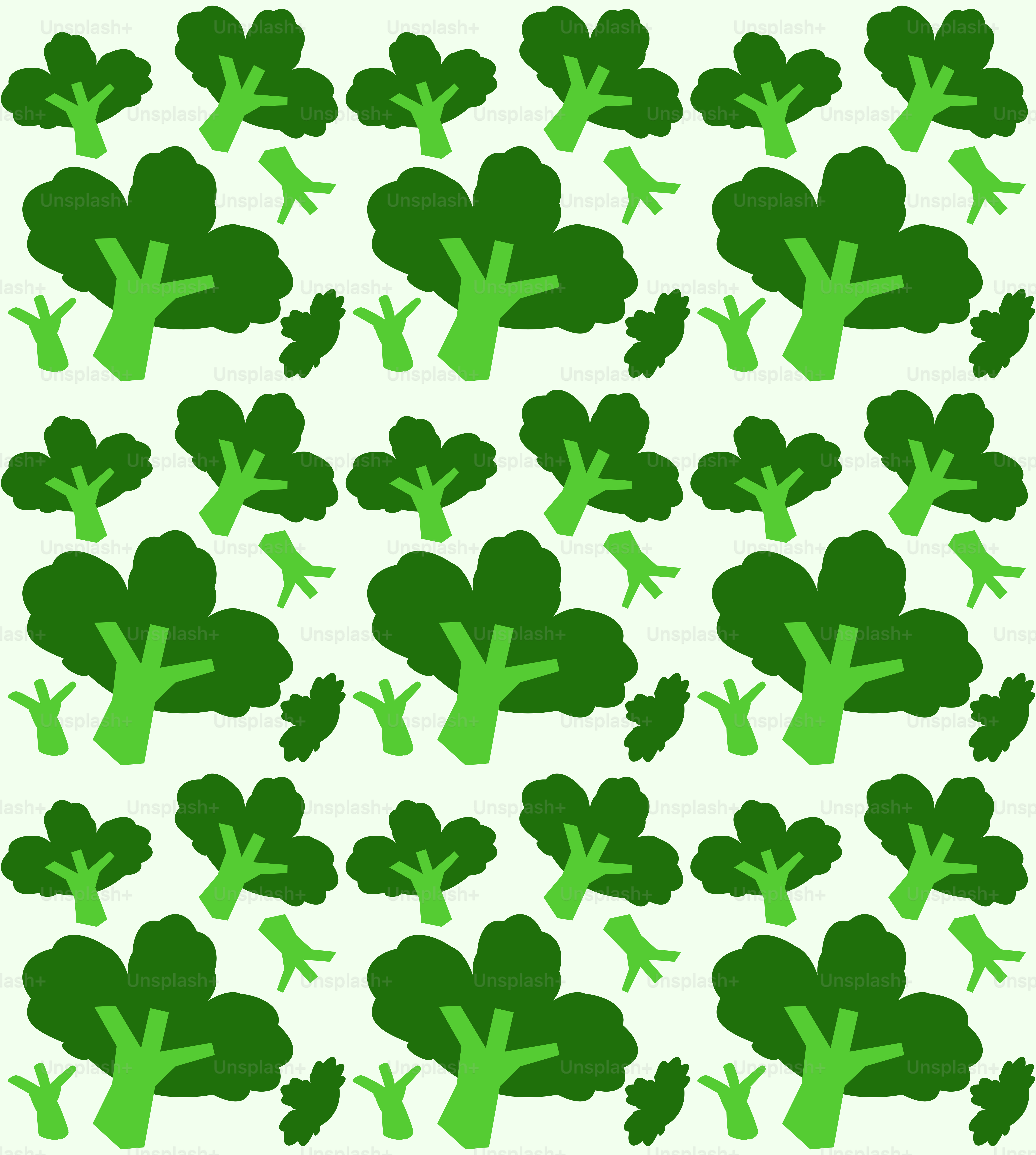 a pattern of broccoli on a white background