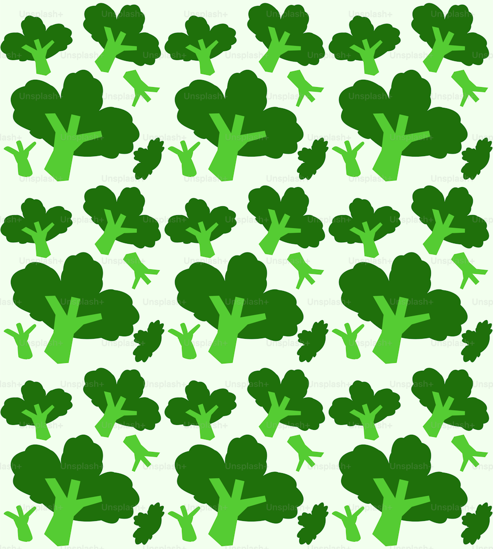 a pattern of broccoli on a white background