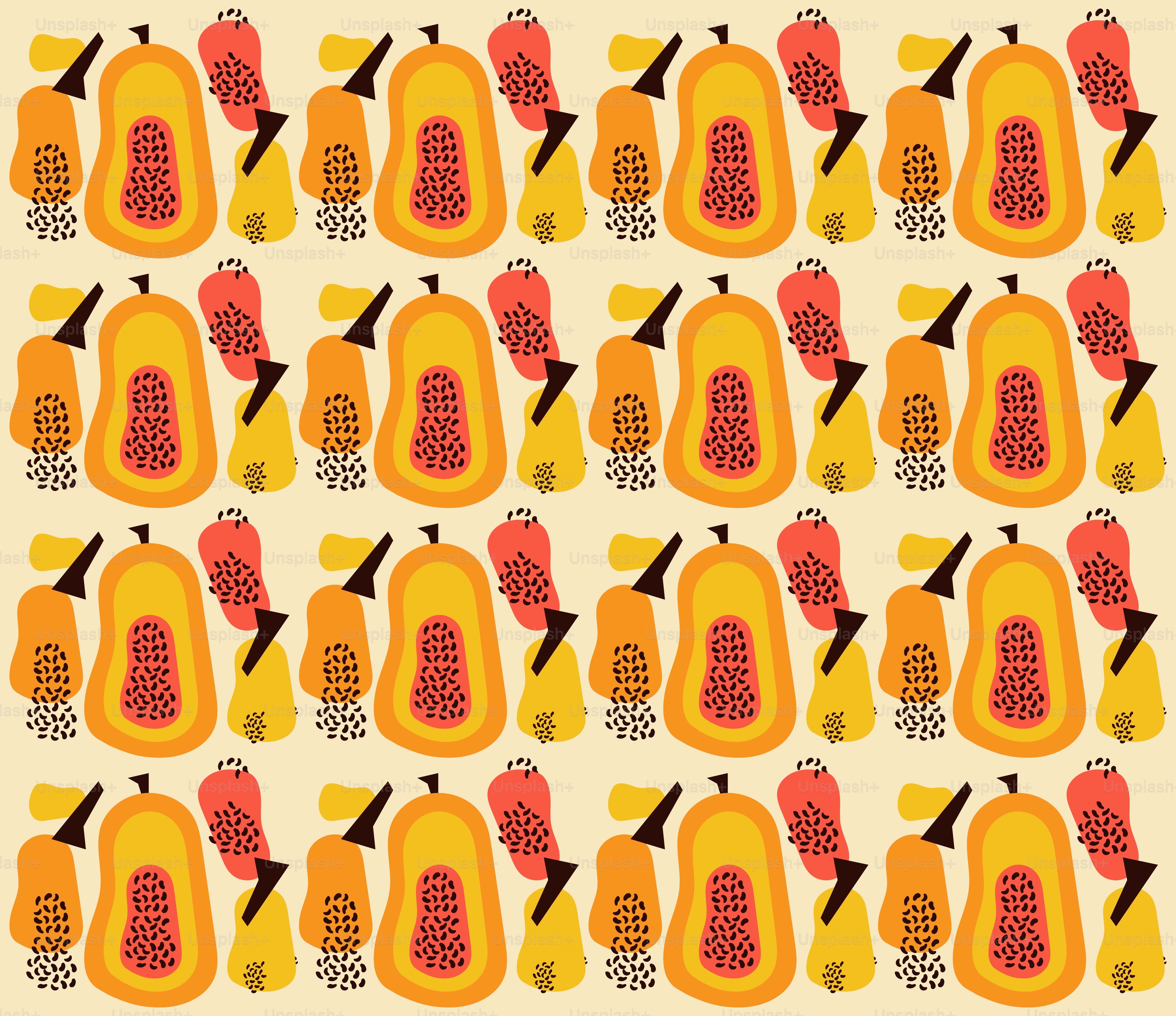 un motif d’oranges et de grenades sur fond blanc