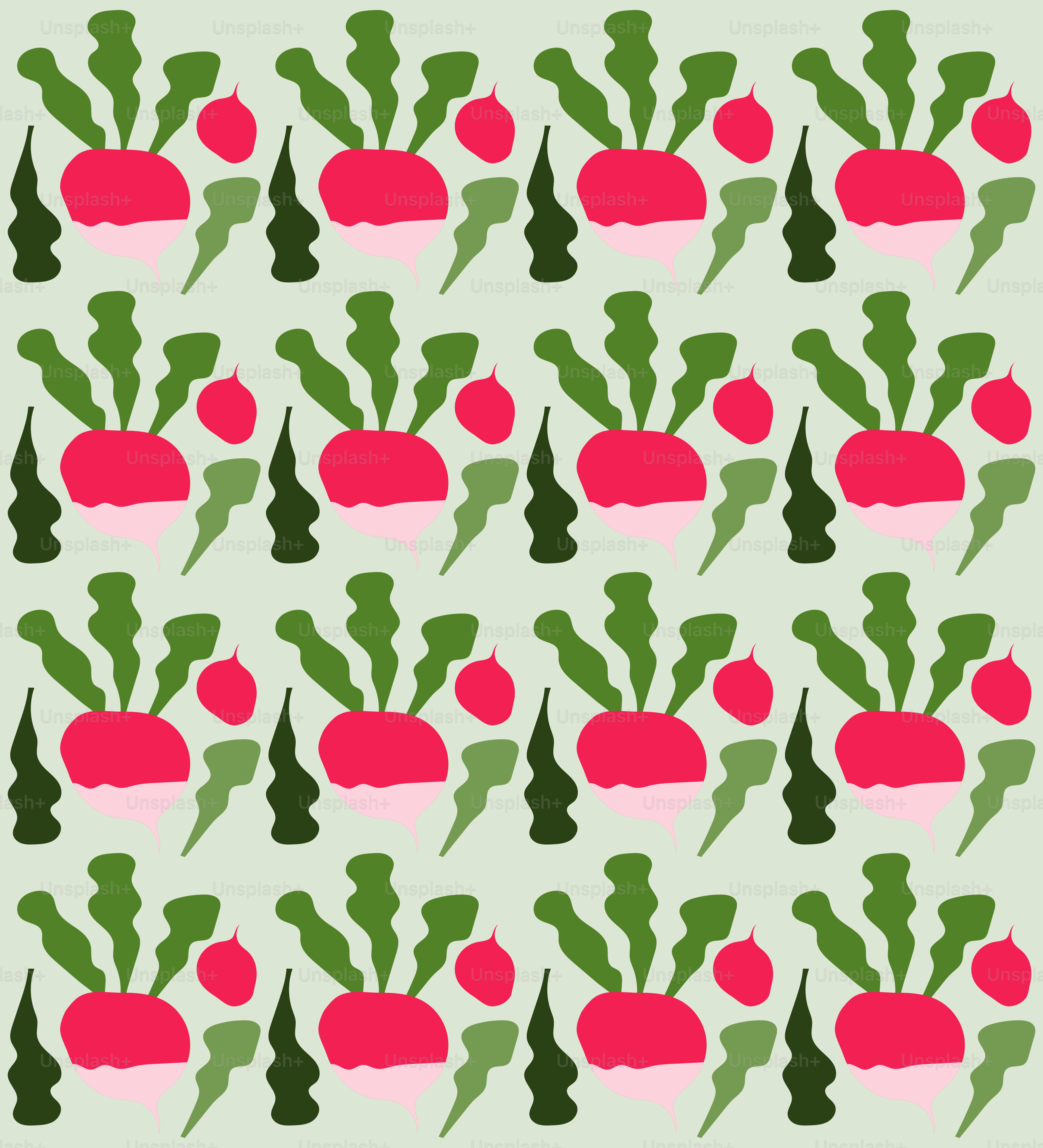 a picture of a pattern of radishes on a green background