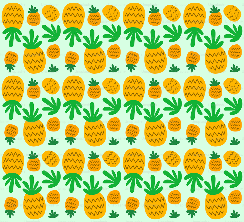a pattern of pineapples on a blue background