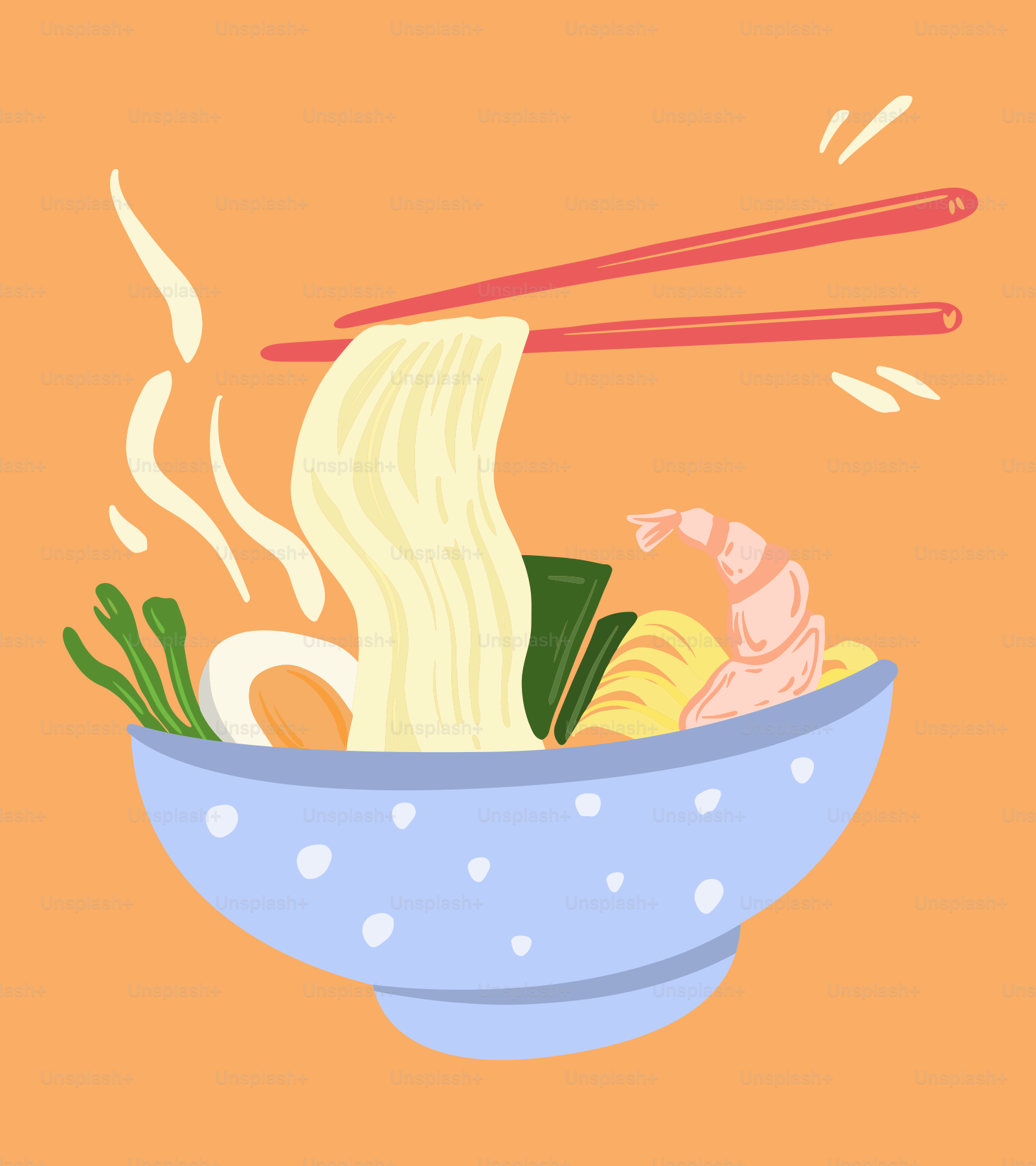 una ciotola di noodles con delle bacchette che spuntavano