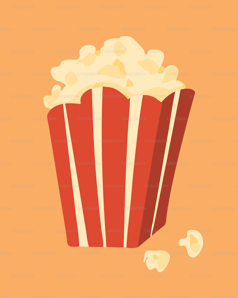 a red and white striped cup of popcorn