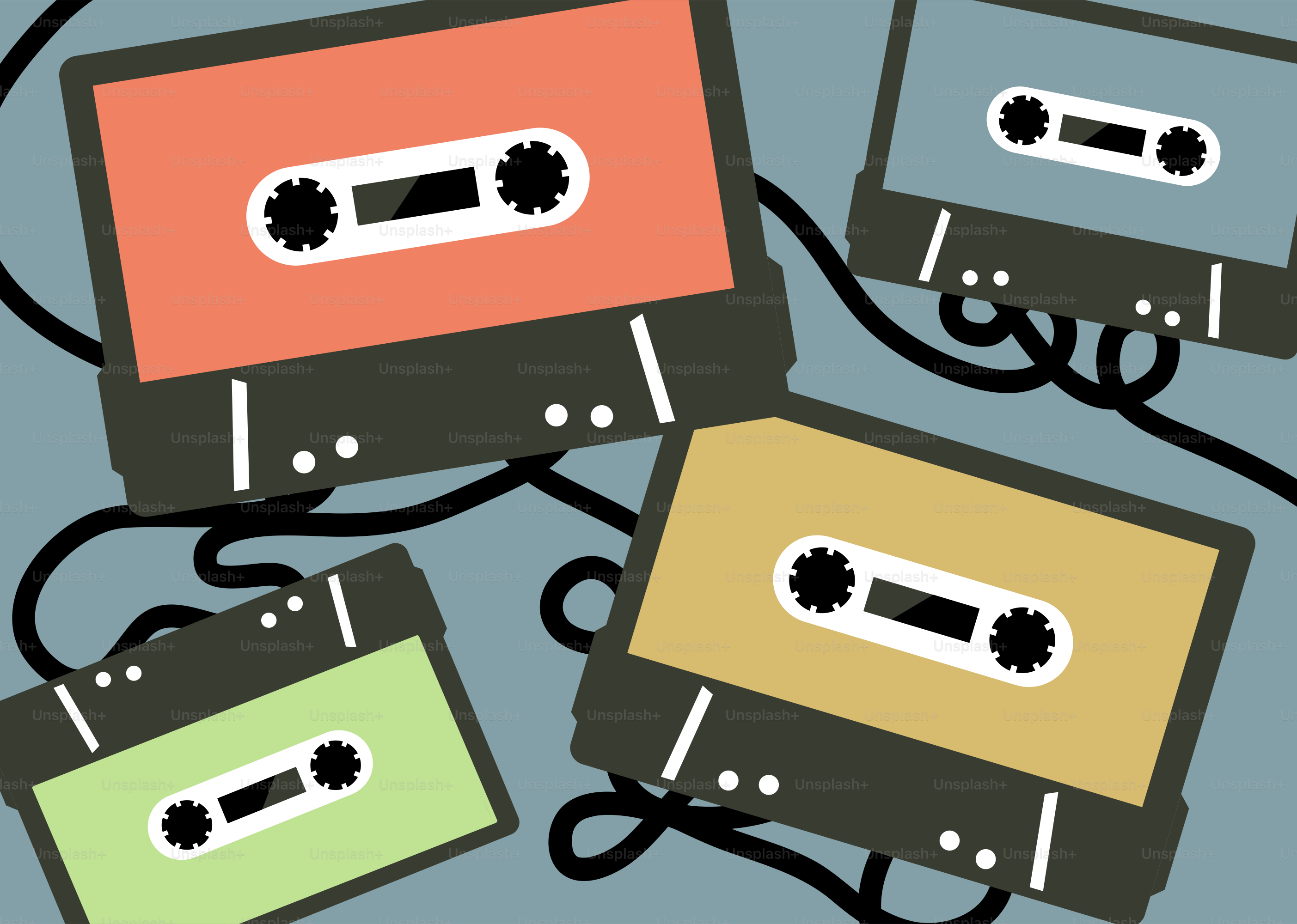 a group of old school cassettes sitting on top of each other