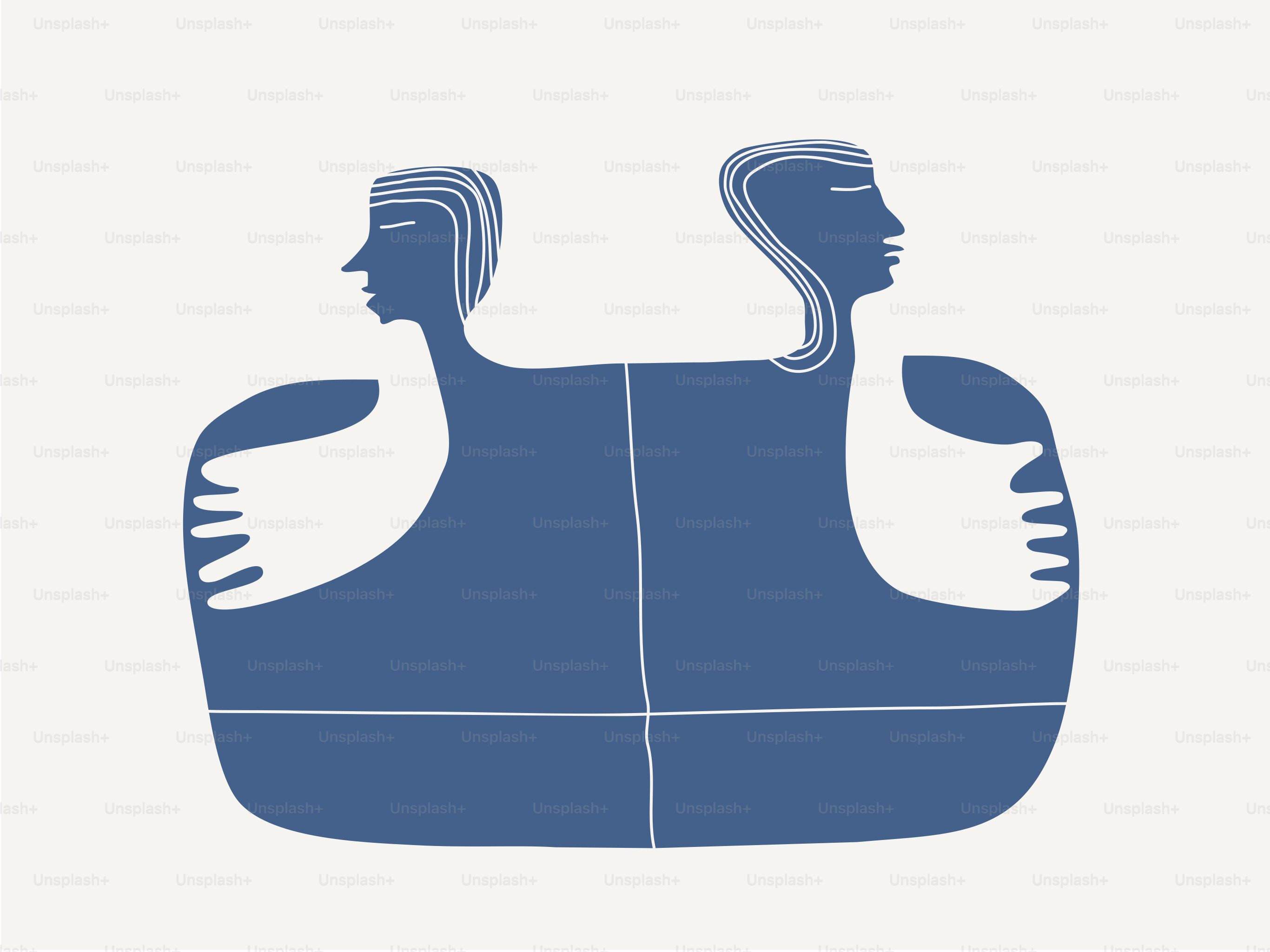 a drawing of two women facing each other