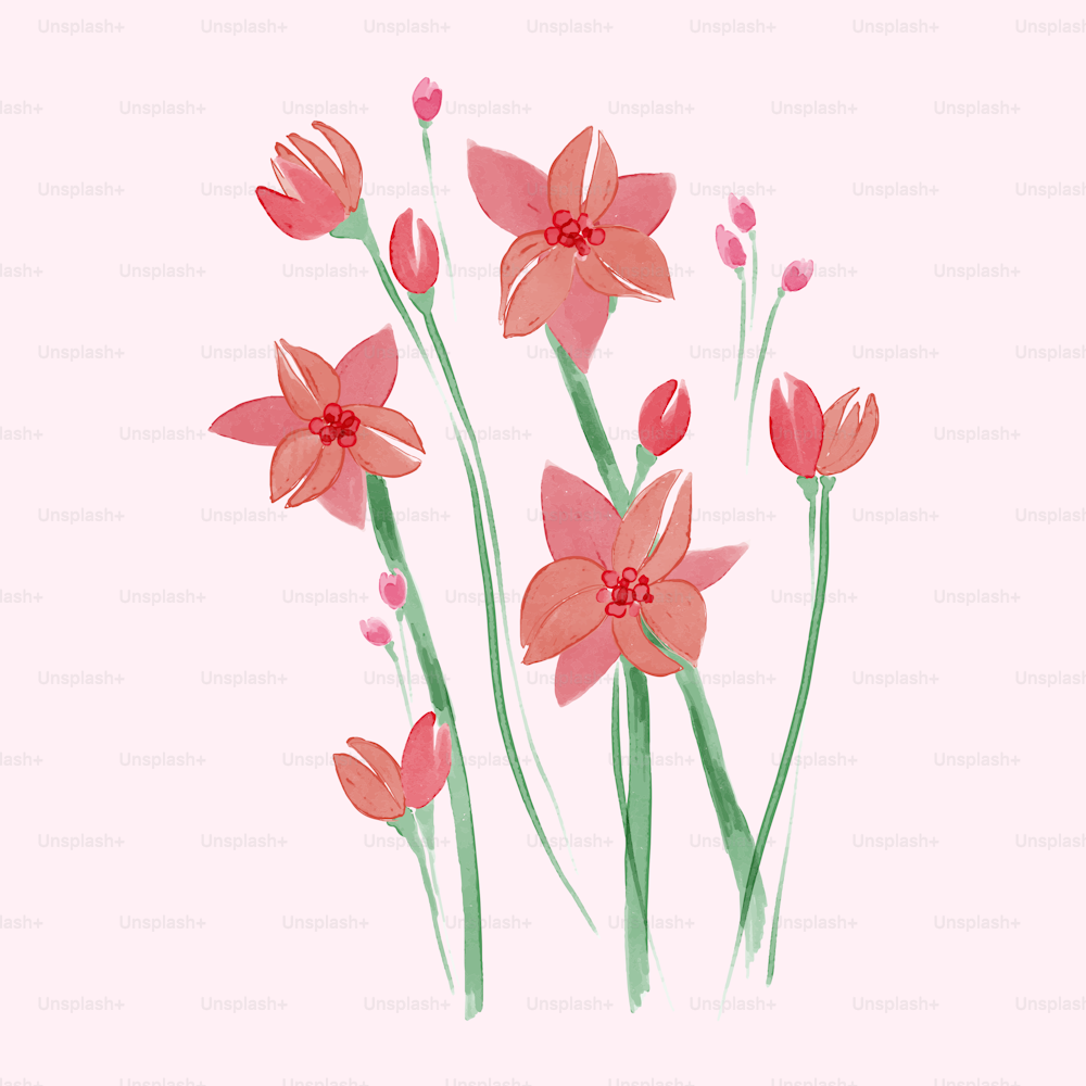 ein Gemälde von rosa Blumen auf rosa Hintergrund