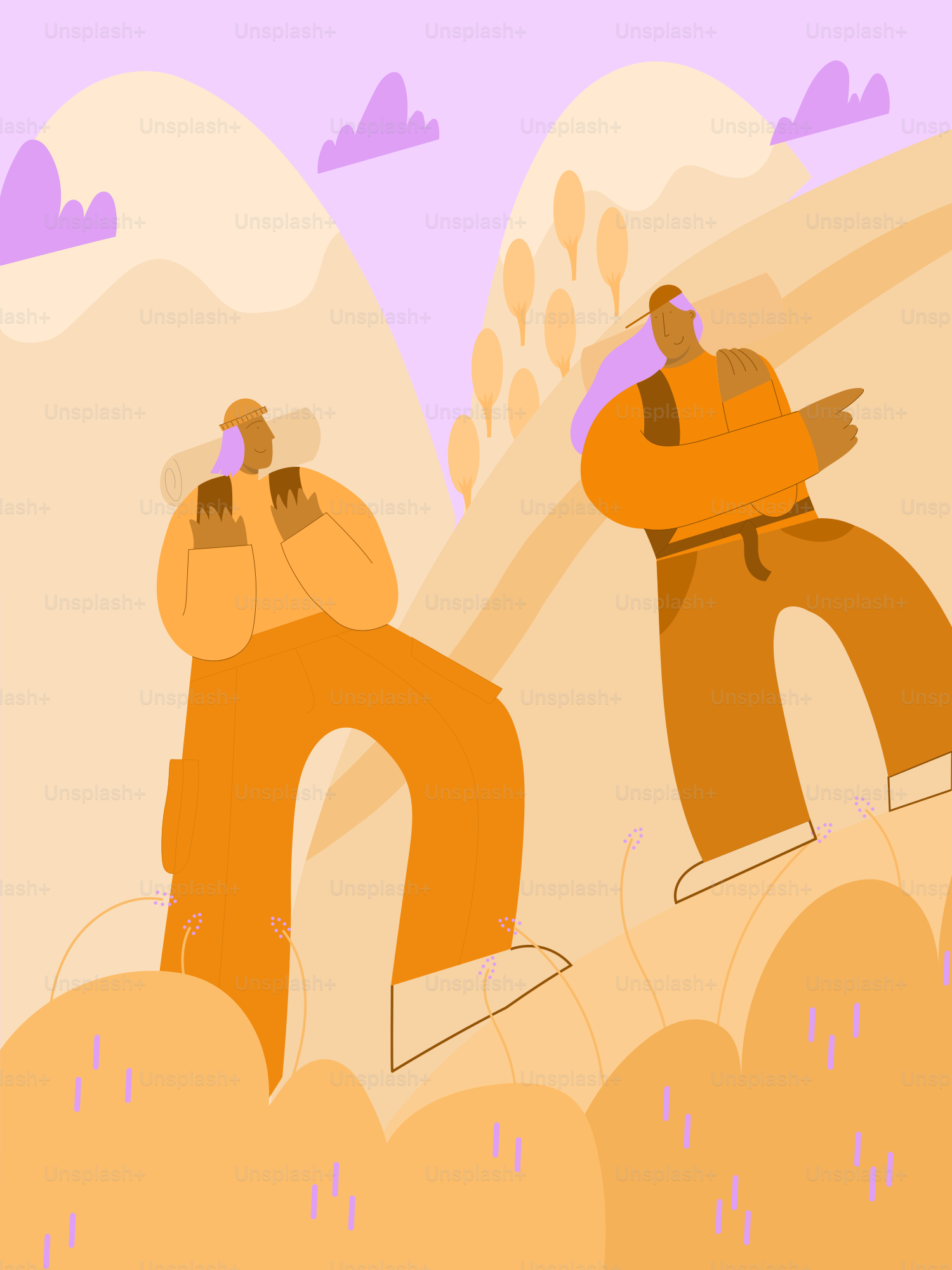 a couple of men riding skis down a snow covered slope