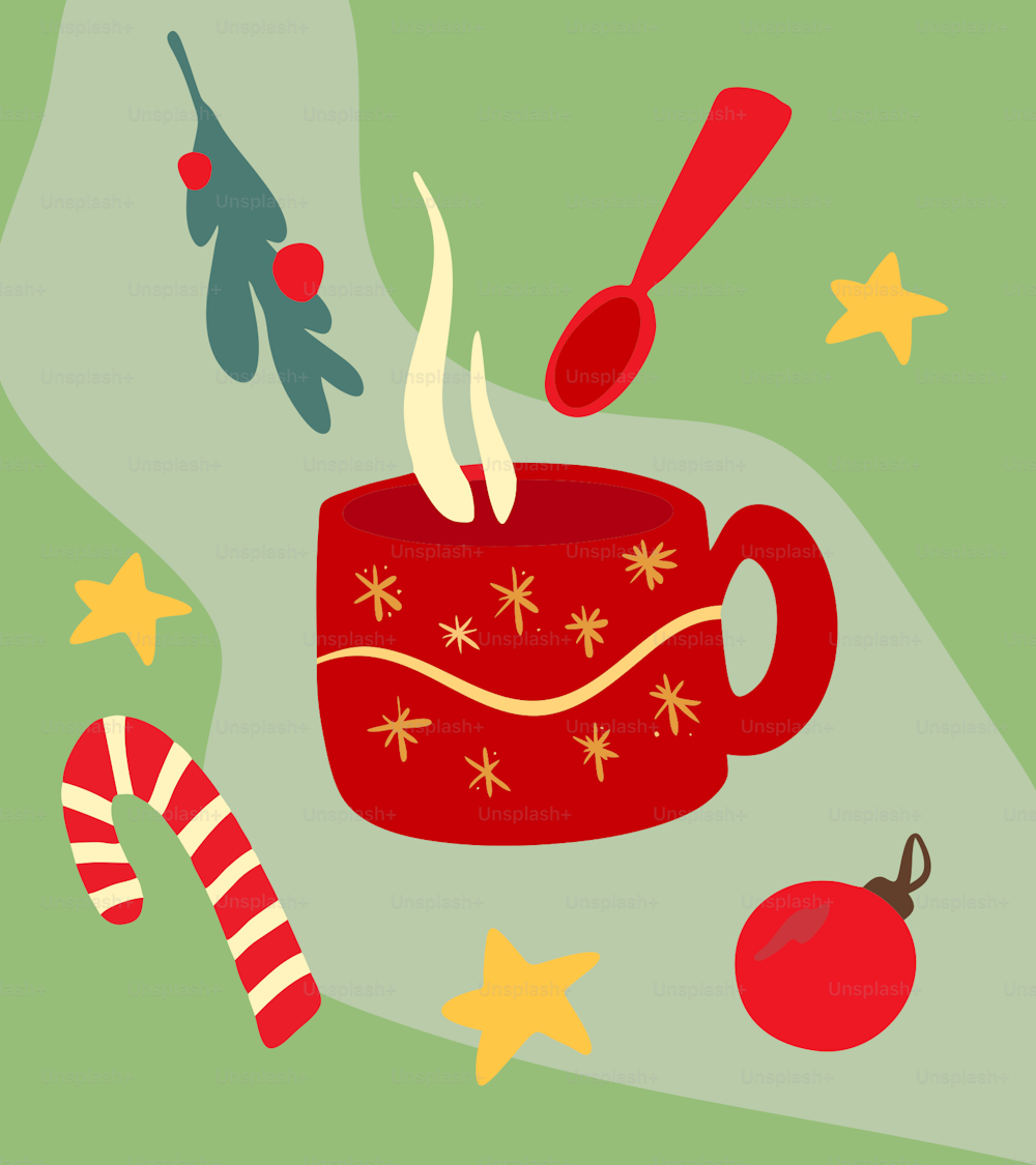 a cup of hot chocolate and candy canes