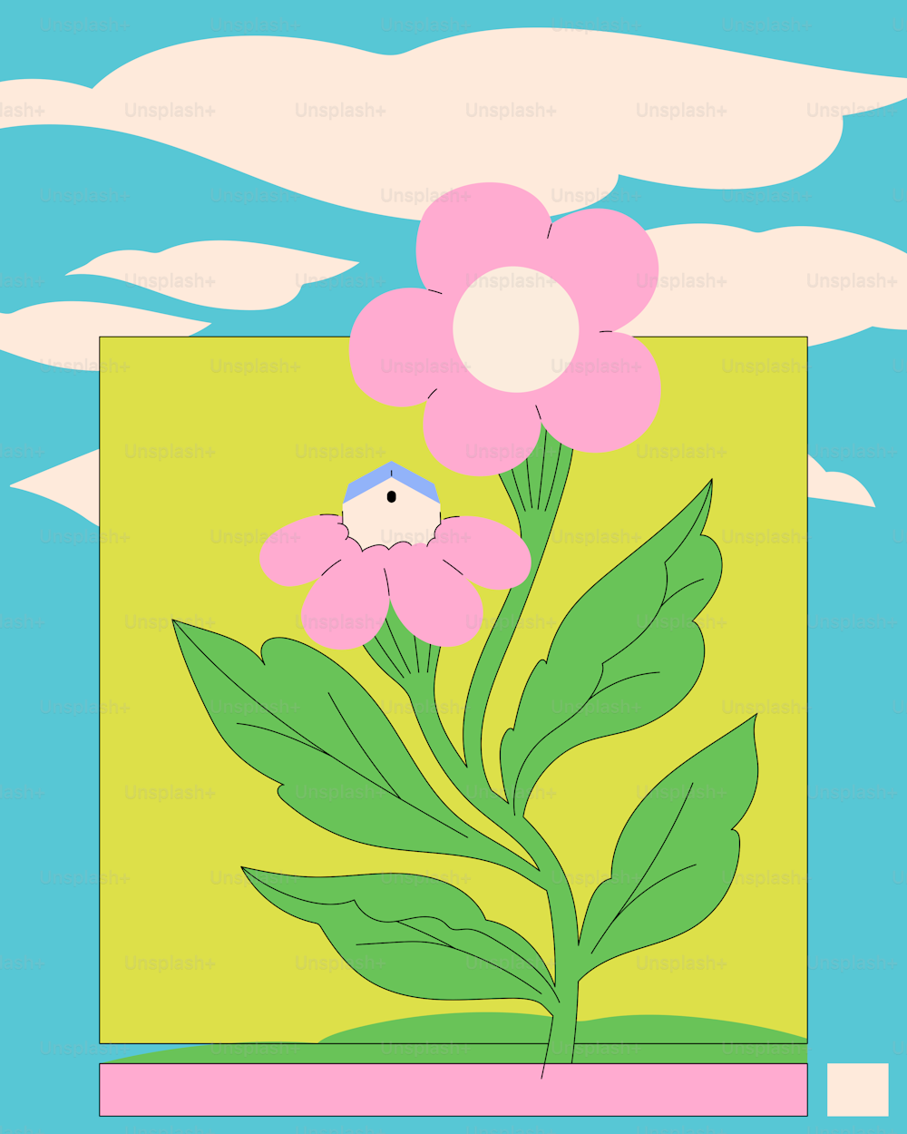 a picture of a pink flower on a green background