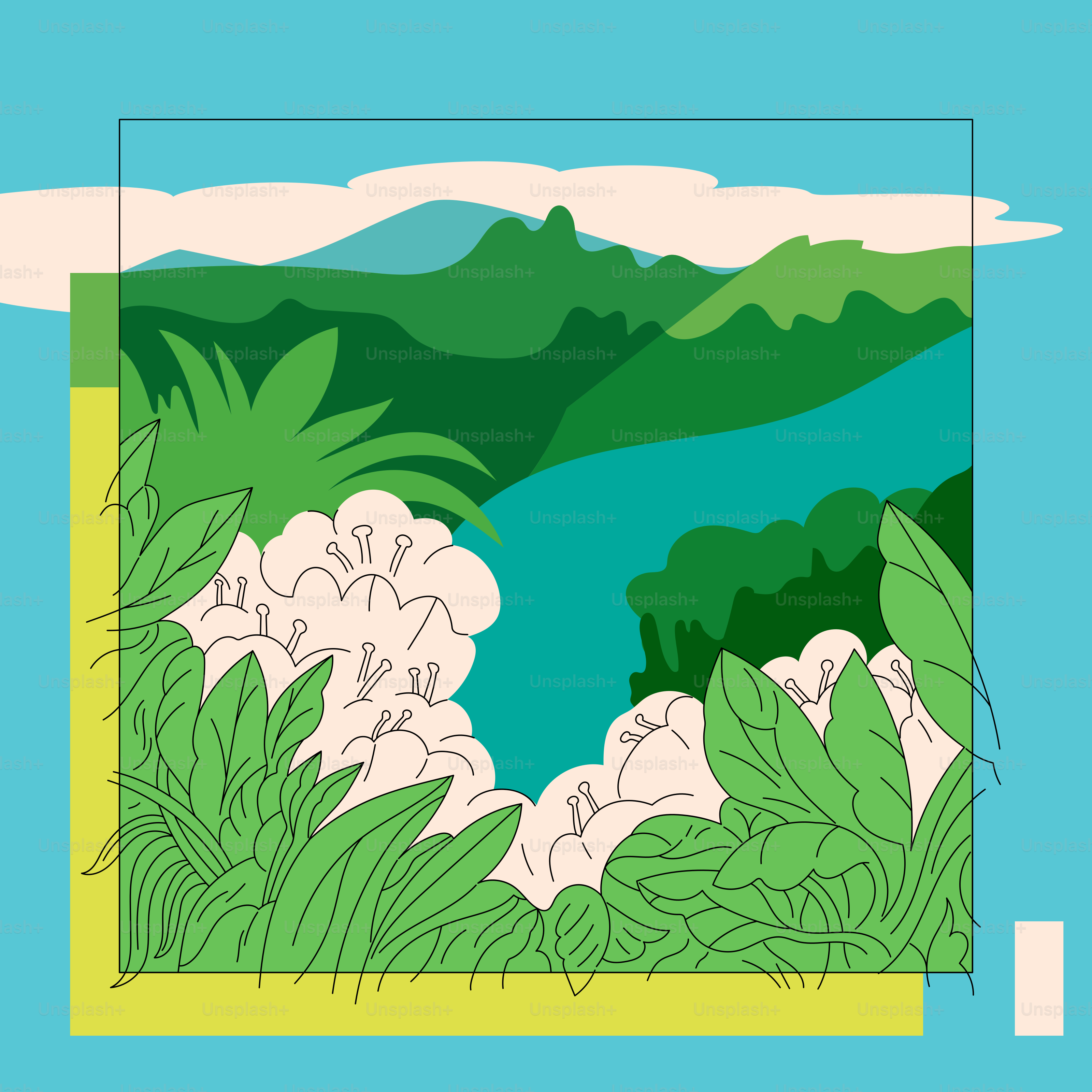 前景に花が咲く風景の写真