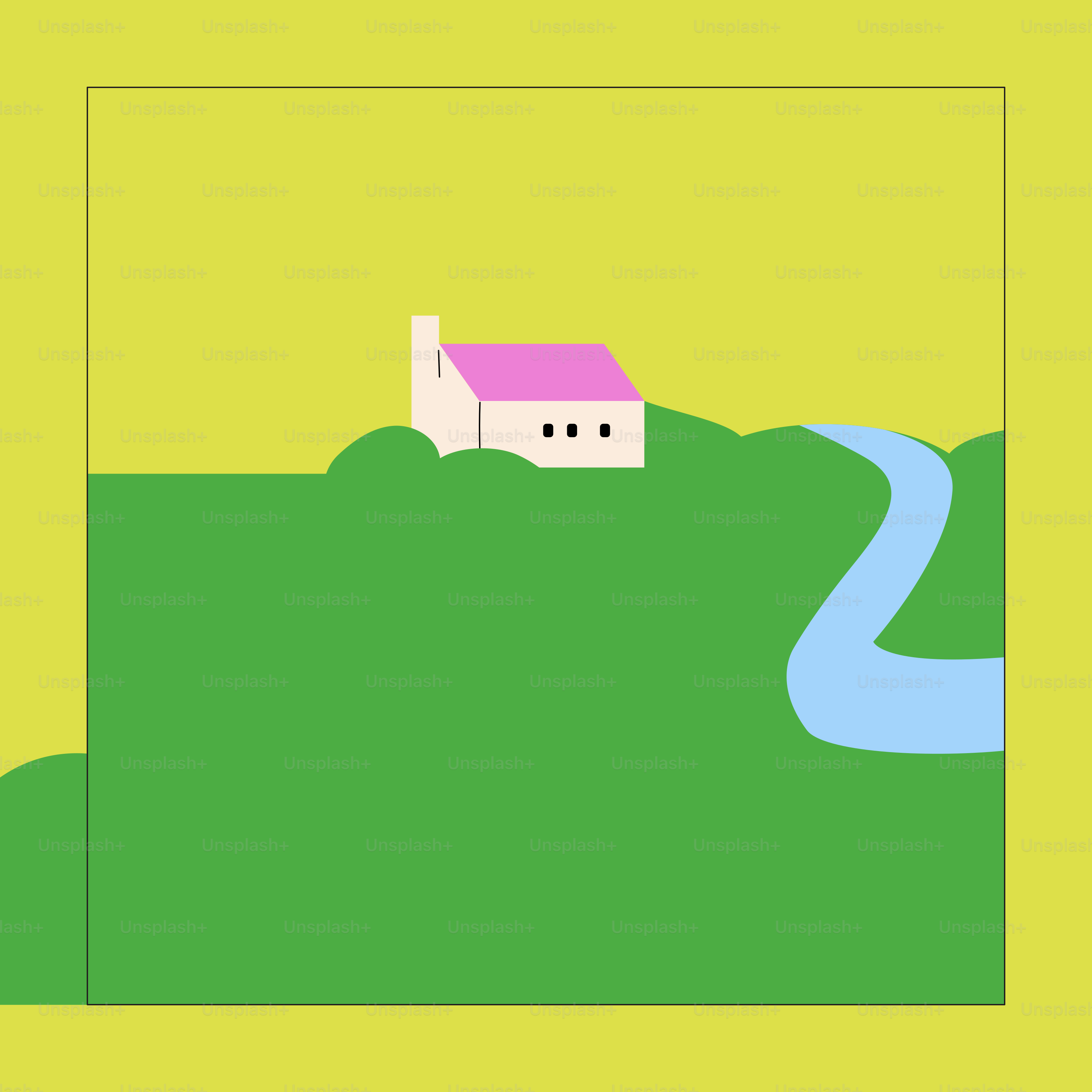 a house sitting on top of a green hill