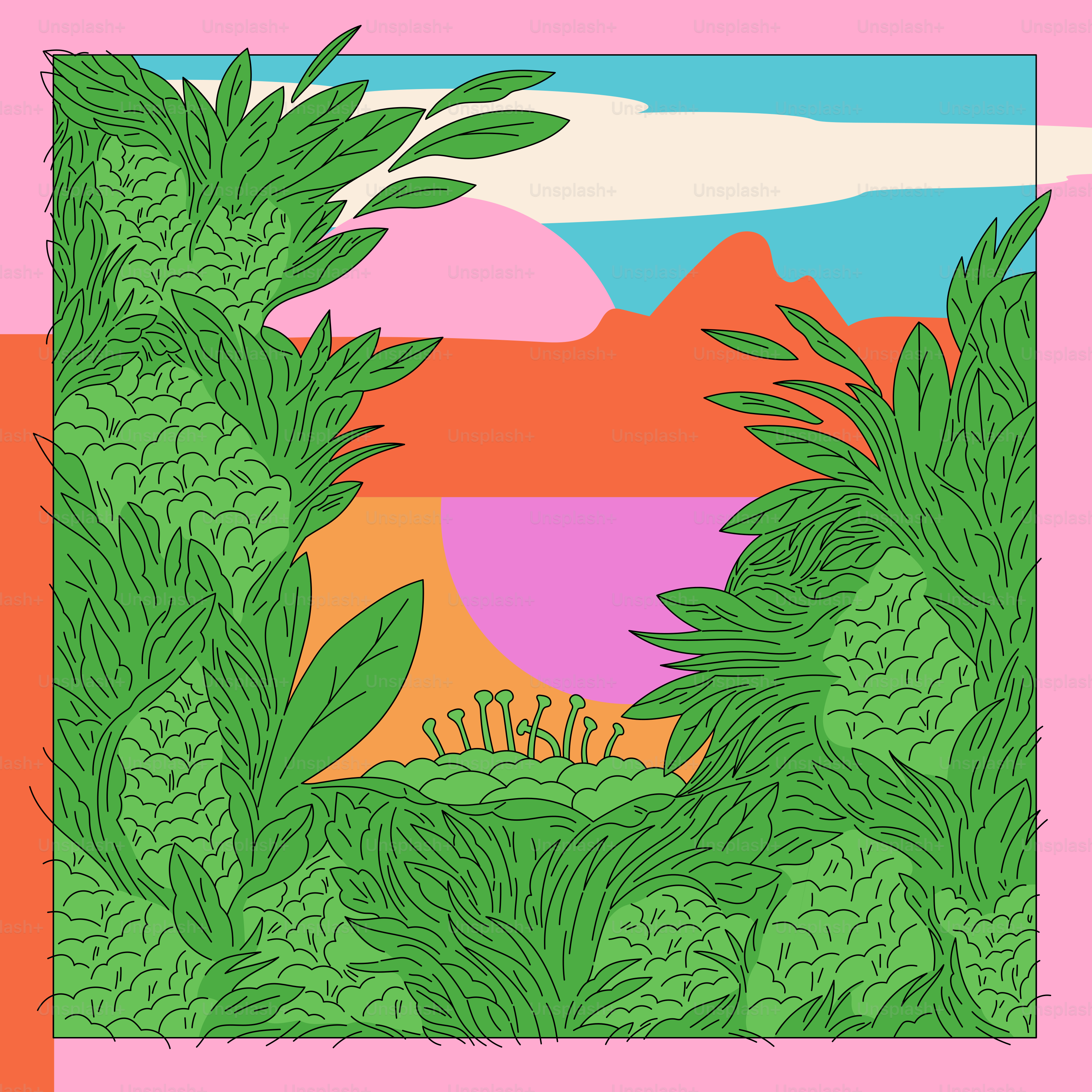 a picture of a pineapple tree with a sunset in the background