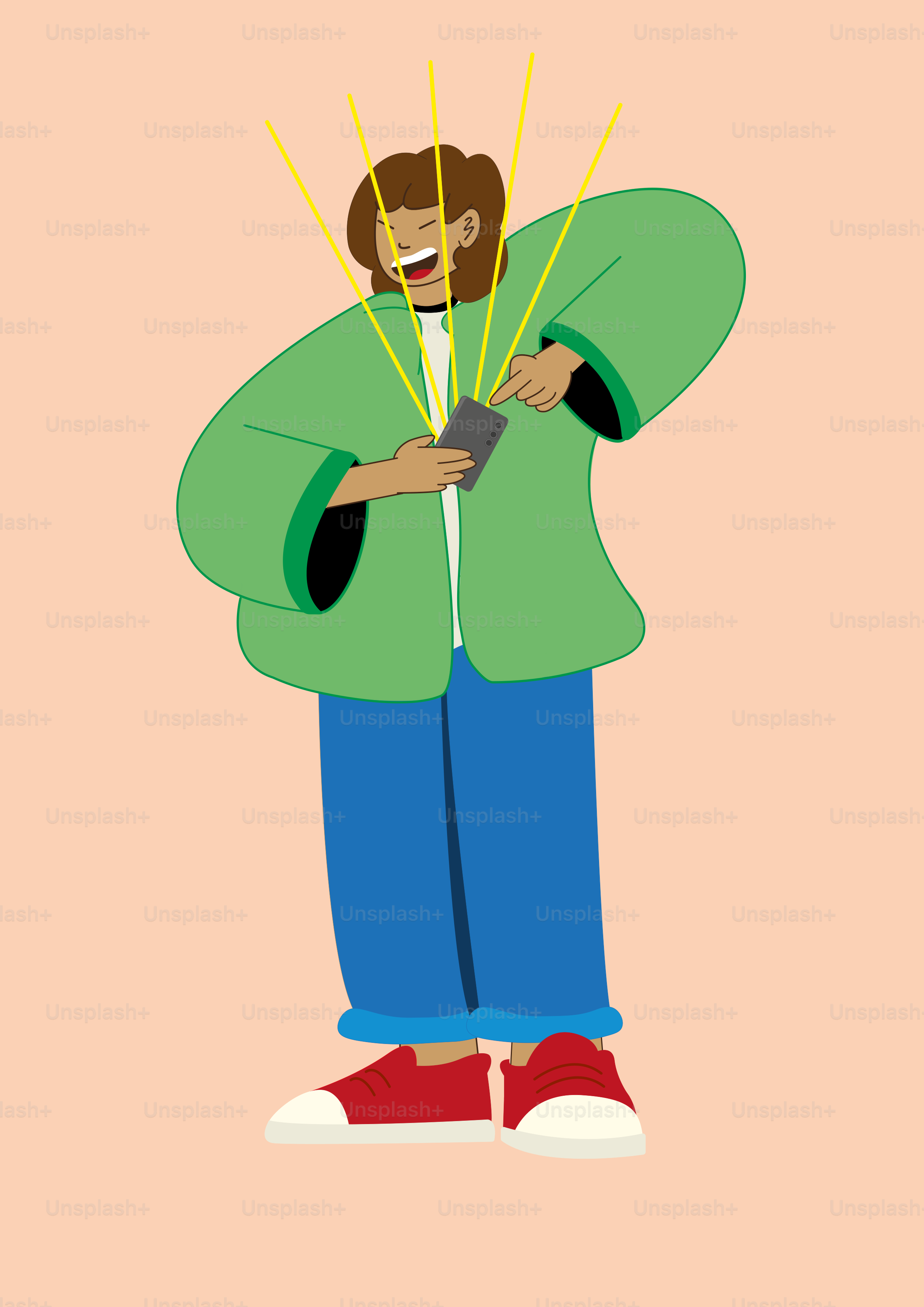 a cartoon of a man holding a cell phone