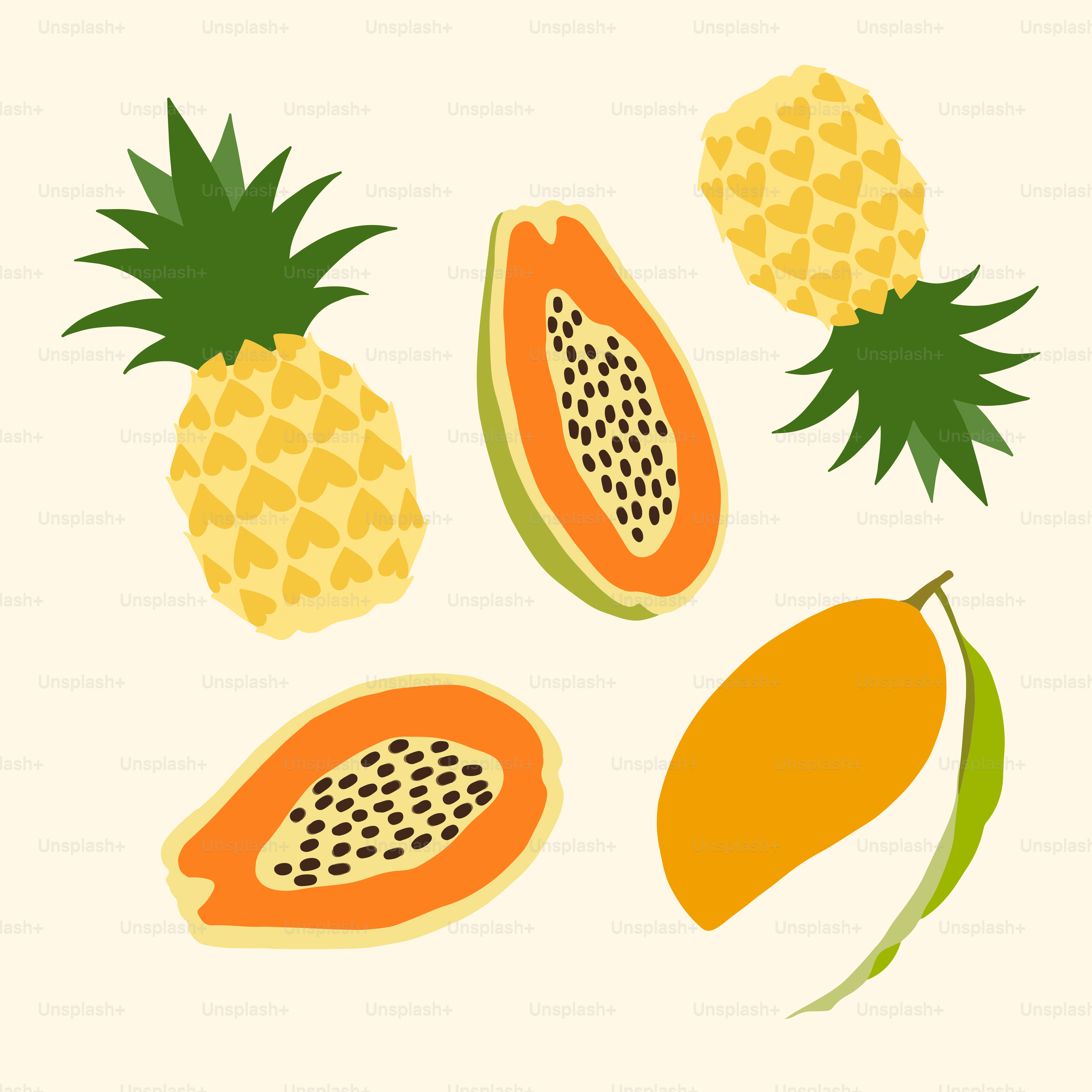 Um abacaxi, mamão e laranjas sobre fundo branco vetor – Imagem sobre  Alimento na Unsplash, image size:3000x3000