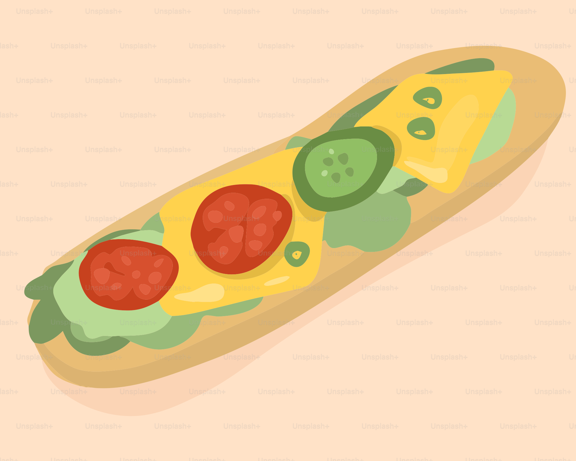 un bocadillo con tomates, lechuga y queso