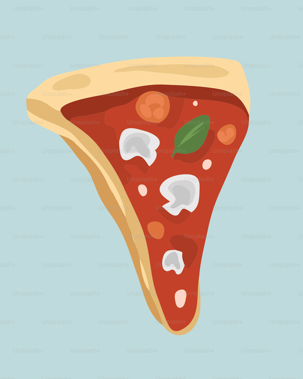 a slice of pizza on a blue background