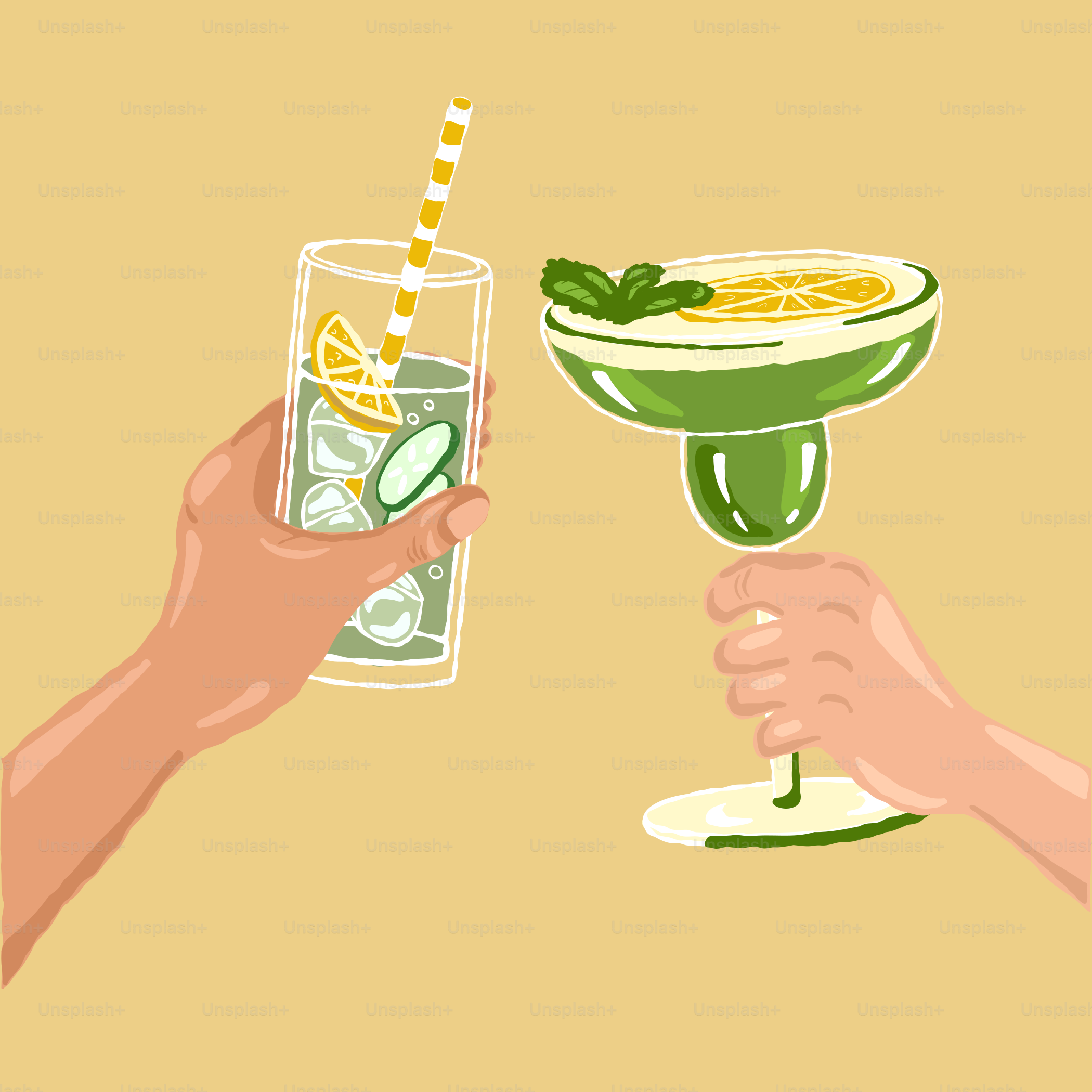 two hands holding a glass with a drink in it