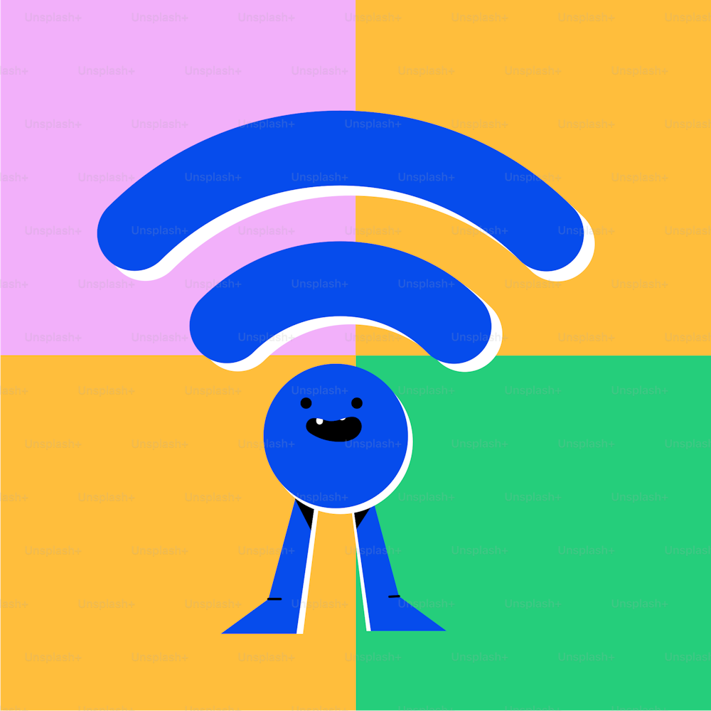 Un personnage de dessin animé avec un symbole wifi sur la tête