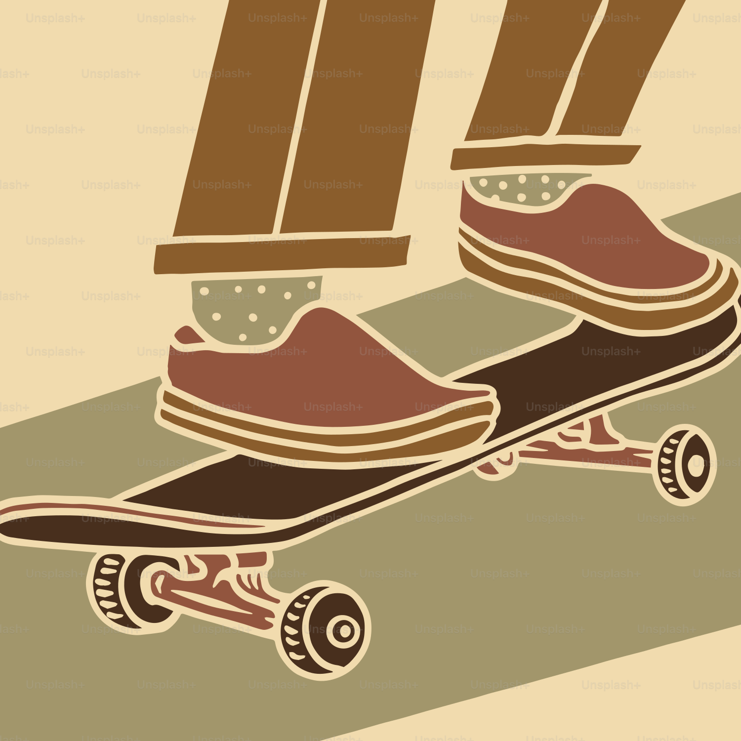 ein Skateboard mit einem Paar Schuhe darauf