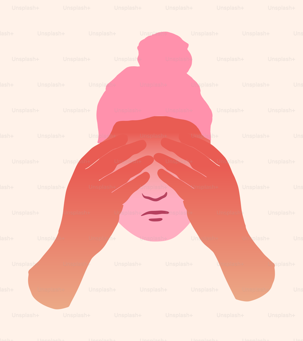 a person covering their eyes with their hands