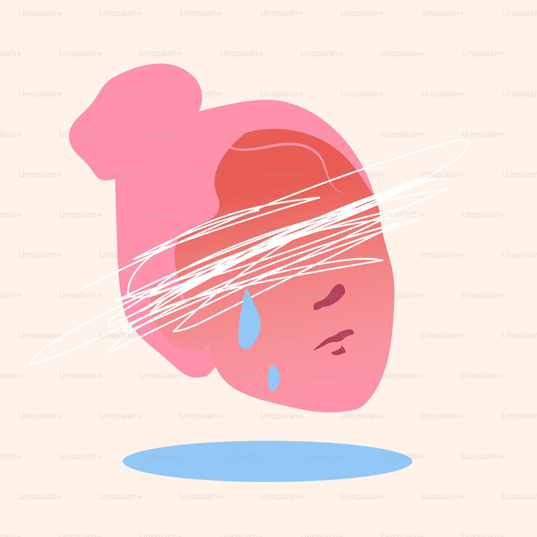 a drawing of a woman's head with a tear coming out of it