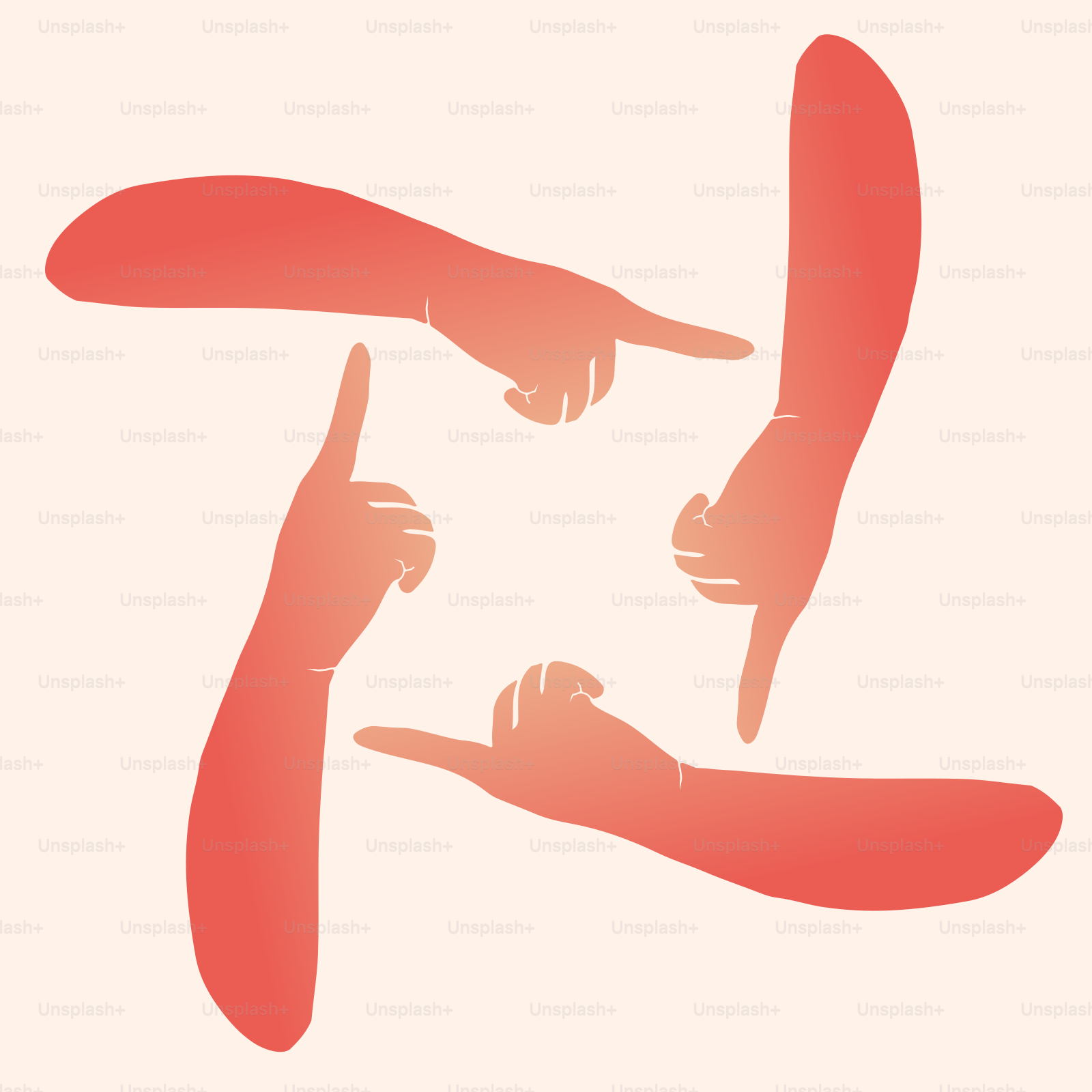 a group of hands pointing at each other