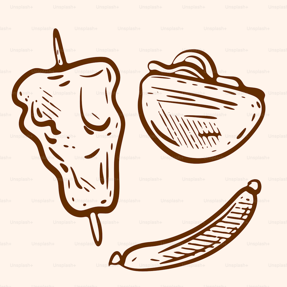 a drawing of a hot dog and a banana