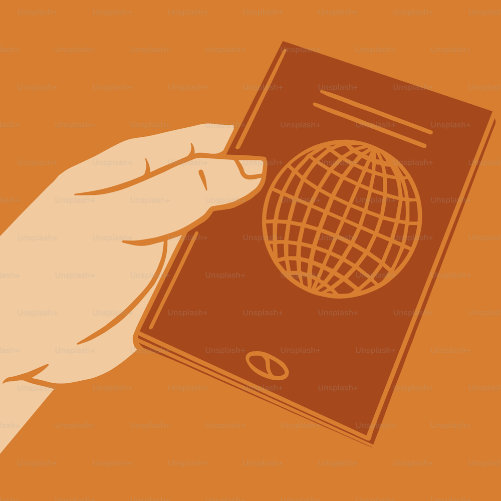 a hand holding a passport with a globe on it
