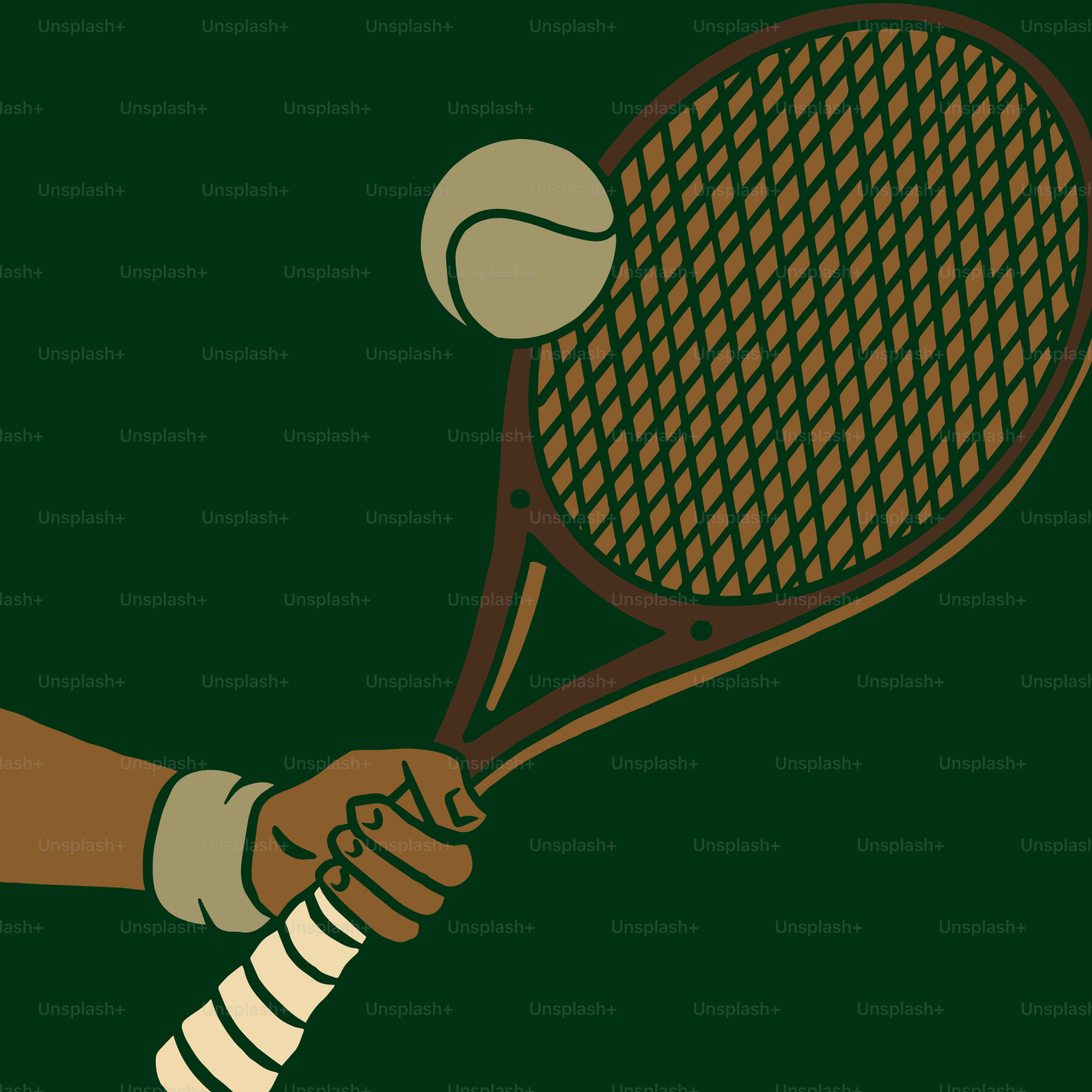 eine Hand, die einen Tennisschläger mit einem Ball darauf hält