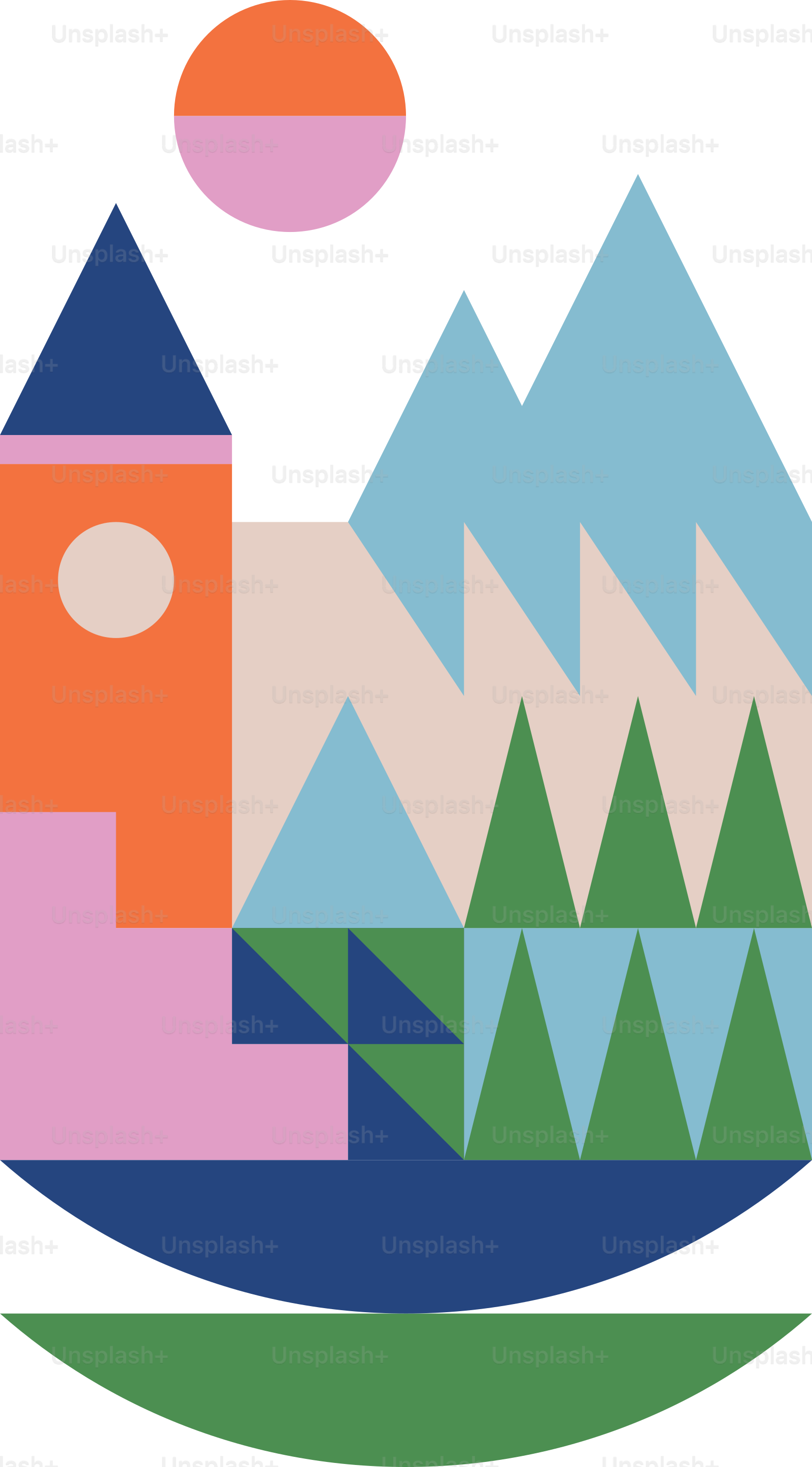 a picture of a castle with mountains and trees in the background