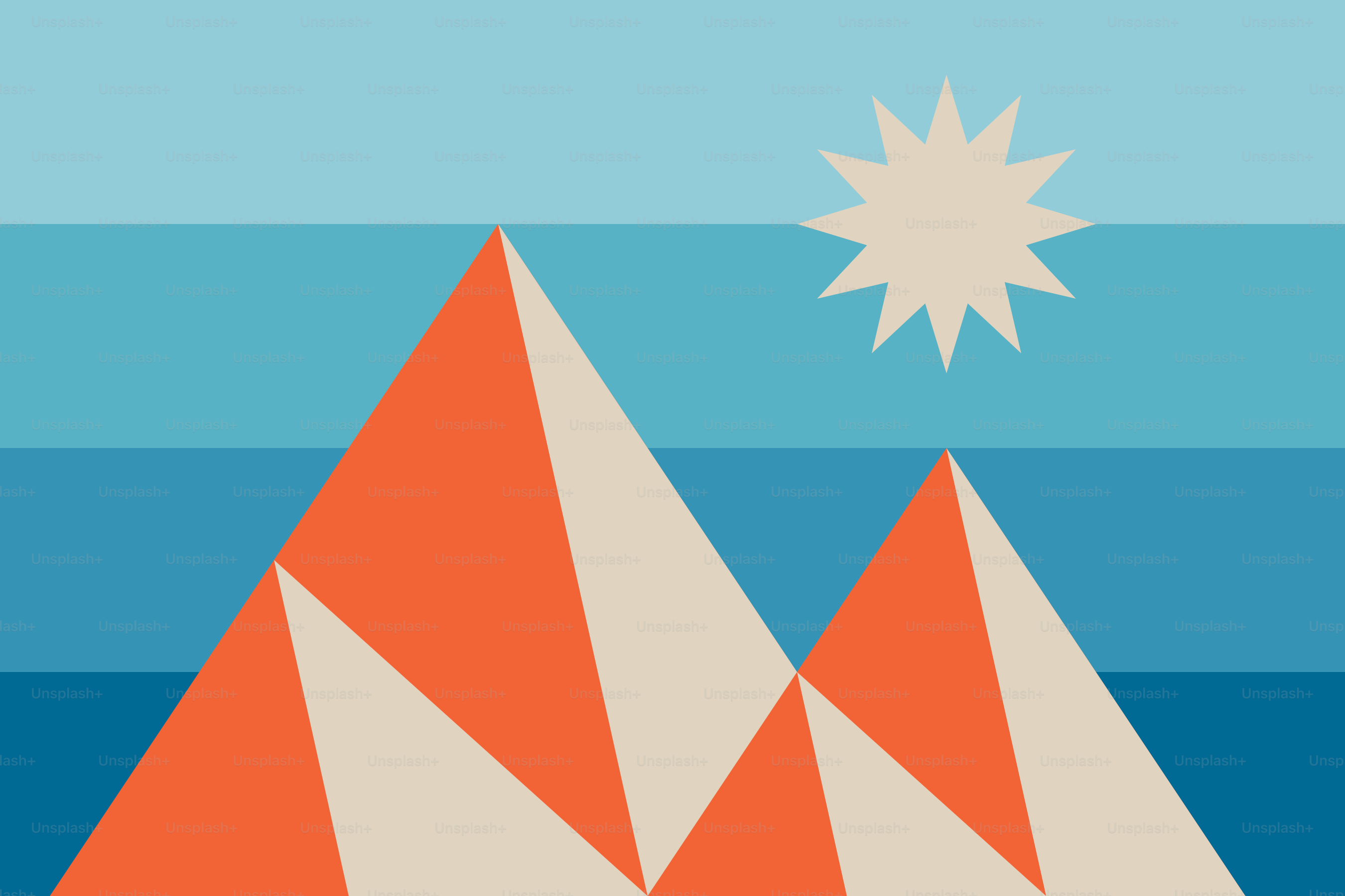 a picture of a mountain with a sun above it