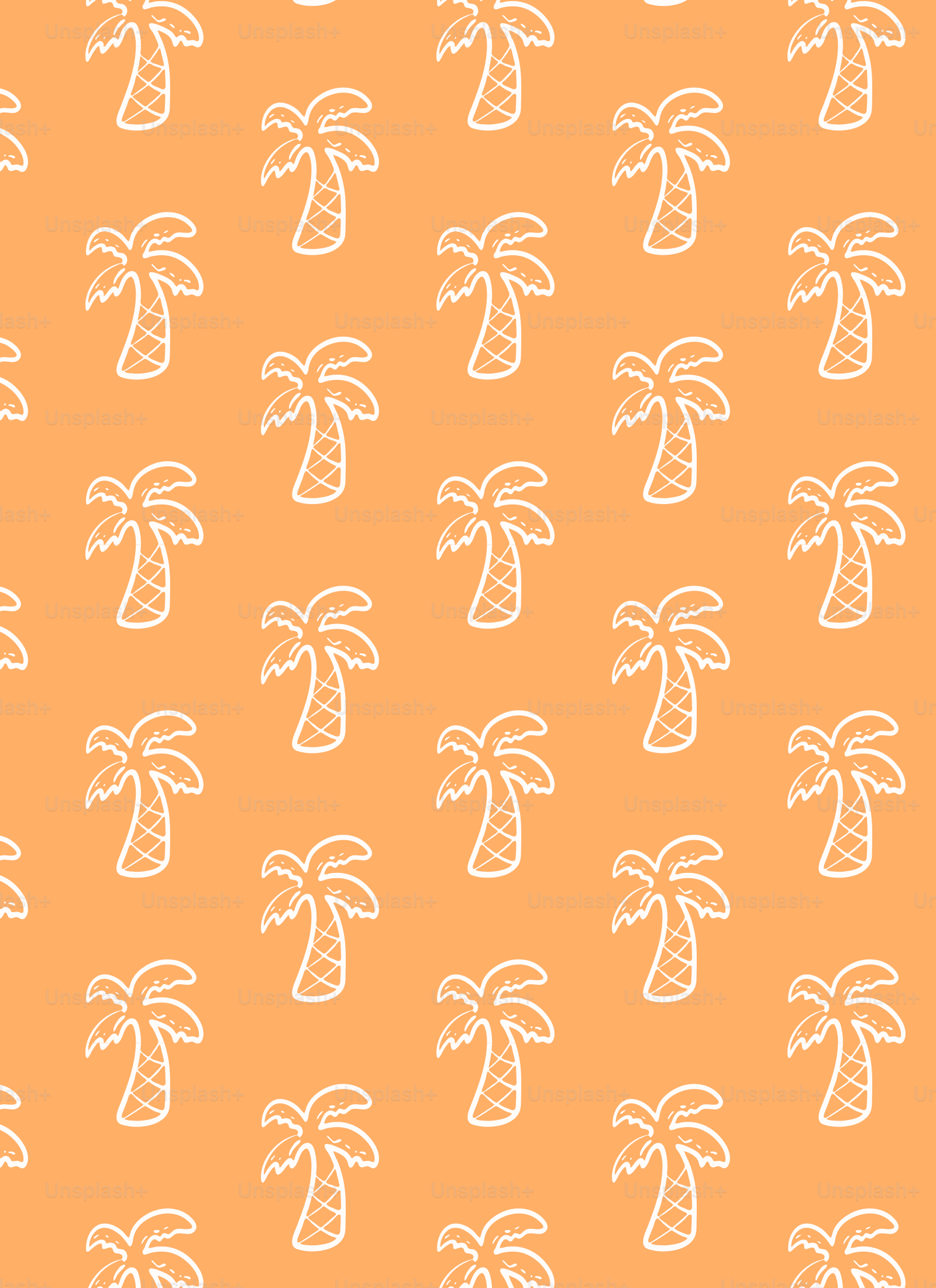 a pattern of palm trees on an orange background
