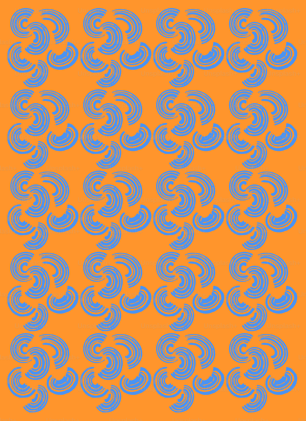 a blue and orange pattern on an orange background