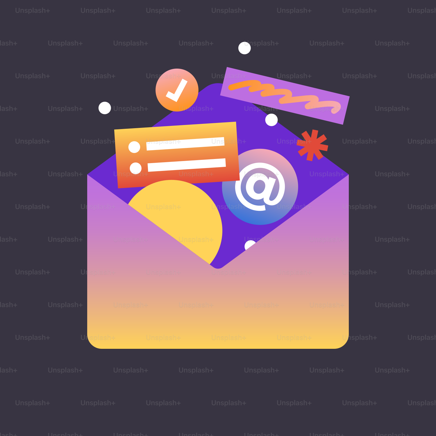 ein lila Umschlag mit einer Anstecknadel darauf