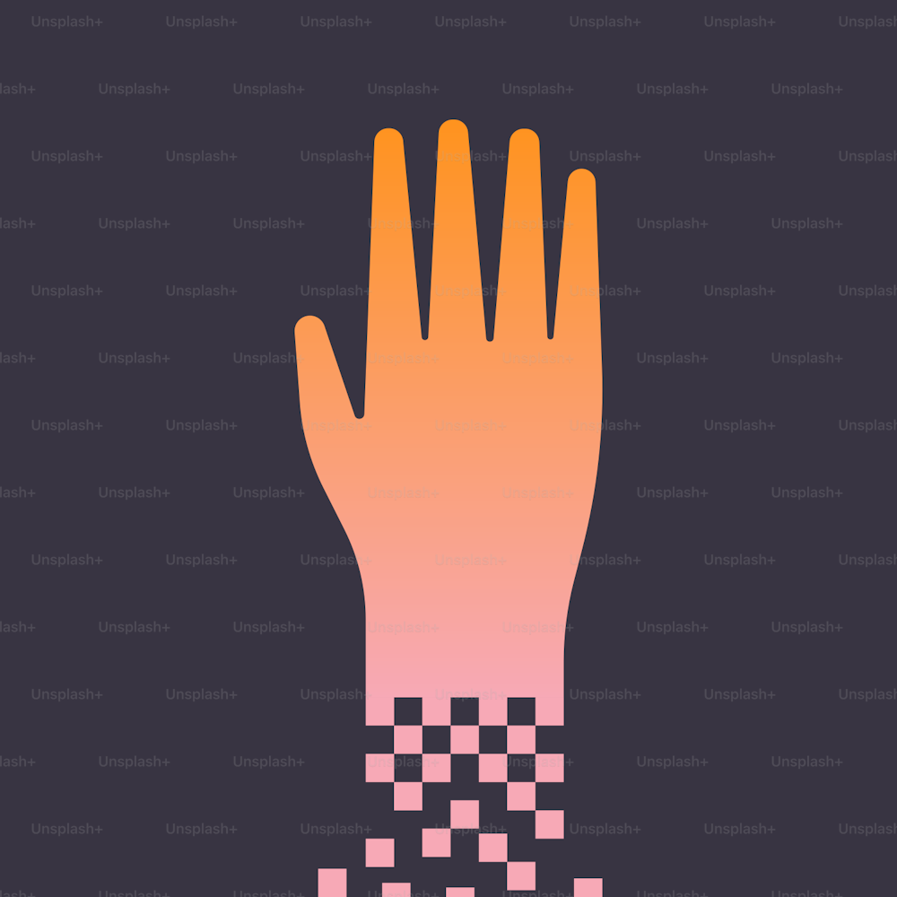 a hand with a checkered pattern on it