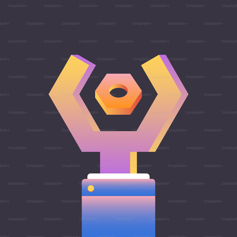 a stylized image of a trophy with a purple, yellow, and blue color scheme