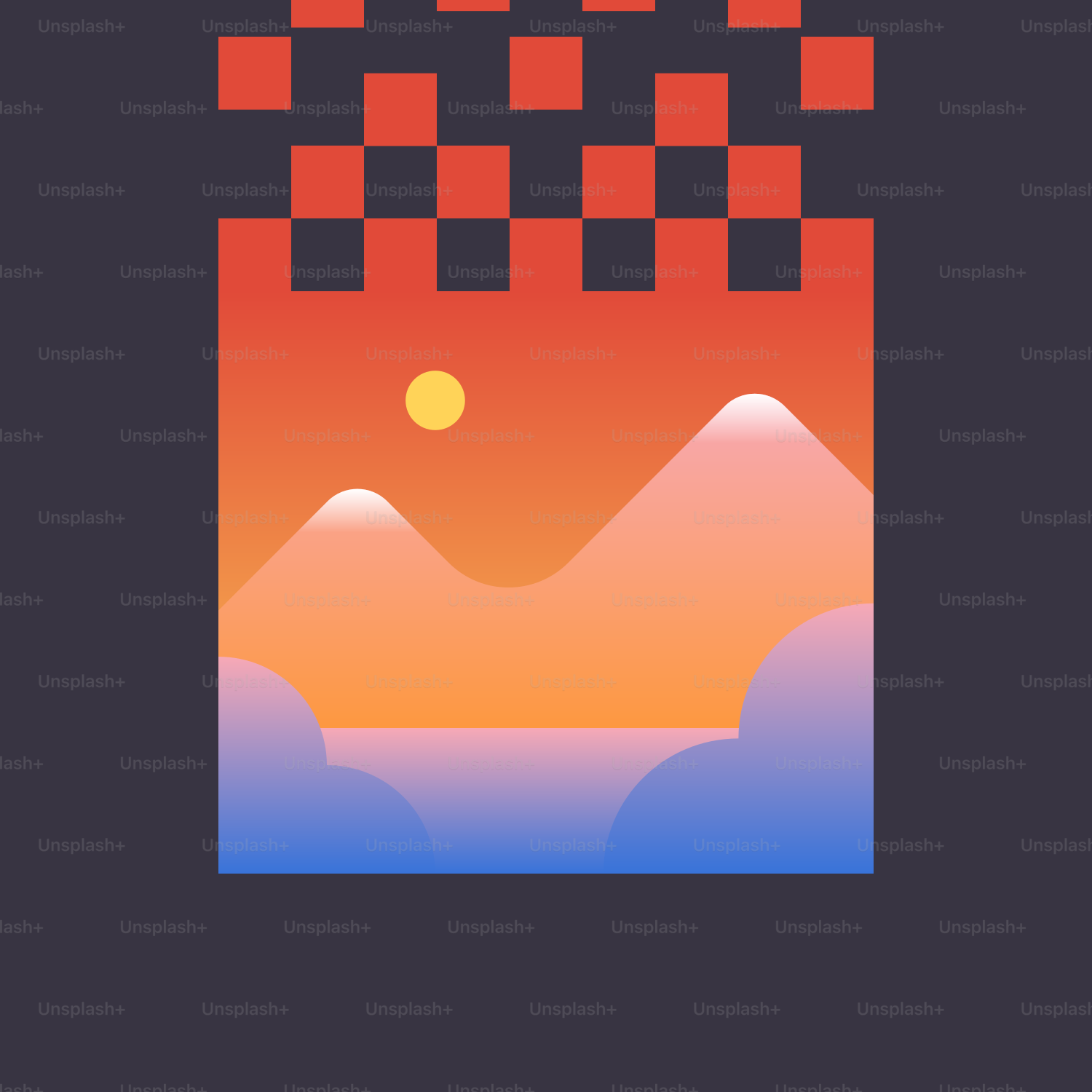 a picture of a sunset with mountains in the background