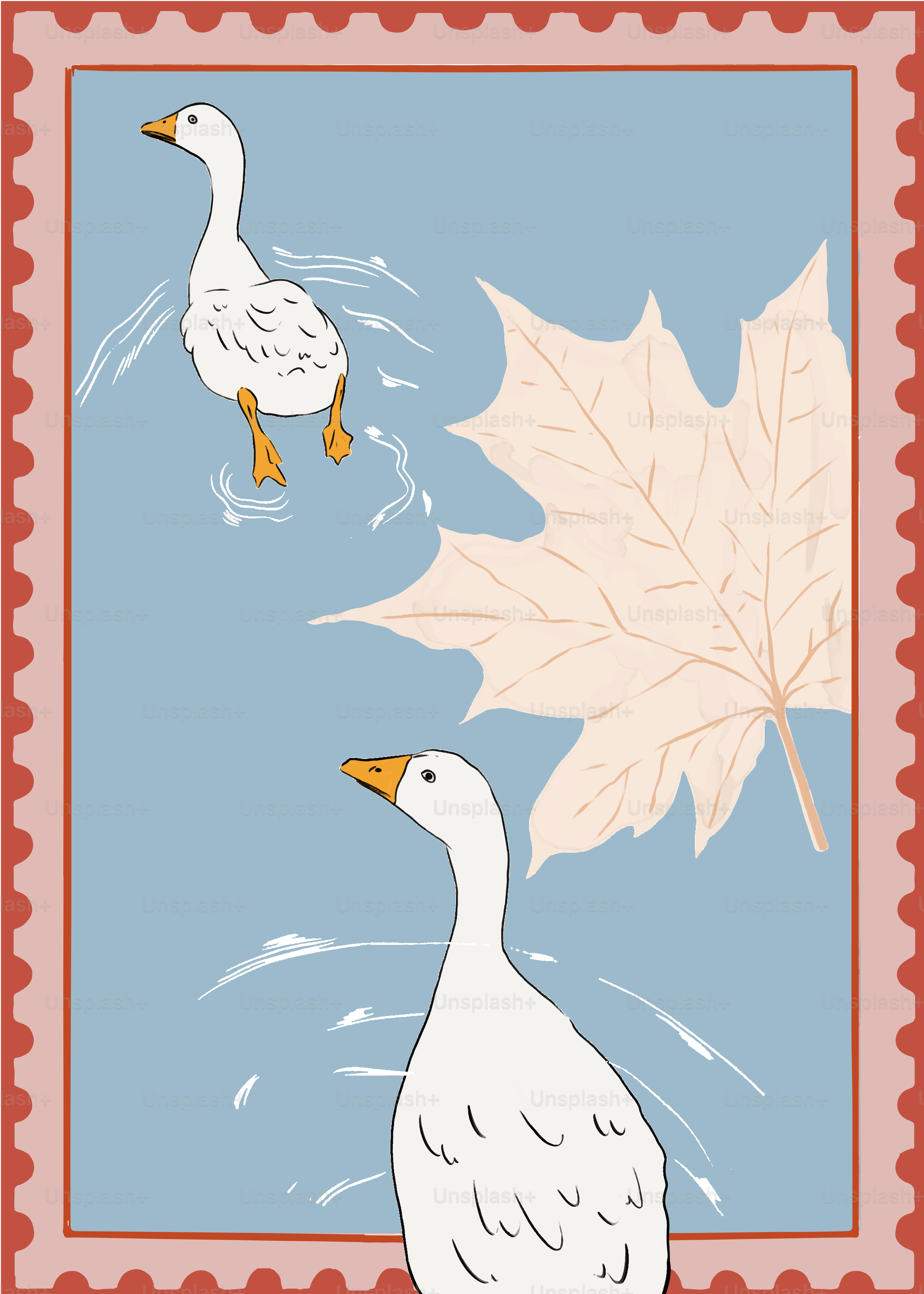 una foto de un pato y una hoja