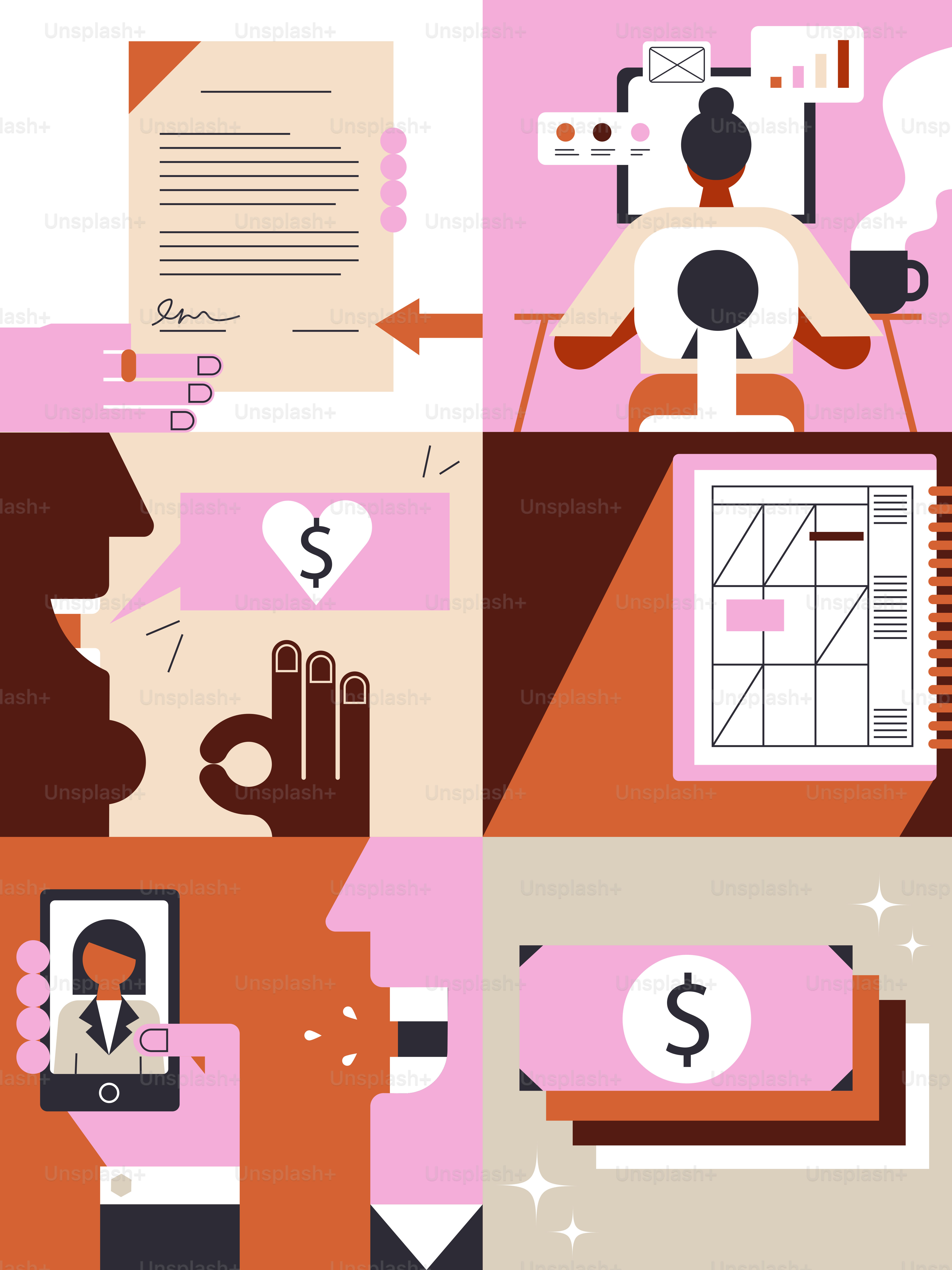 Eine Collage von Bildern mit einer Person, die ein Handy hält