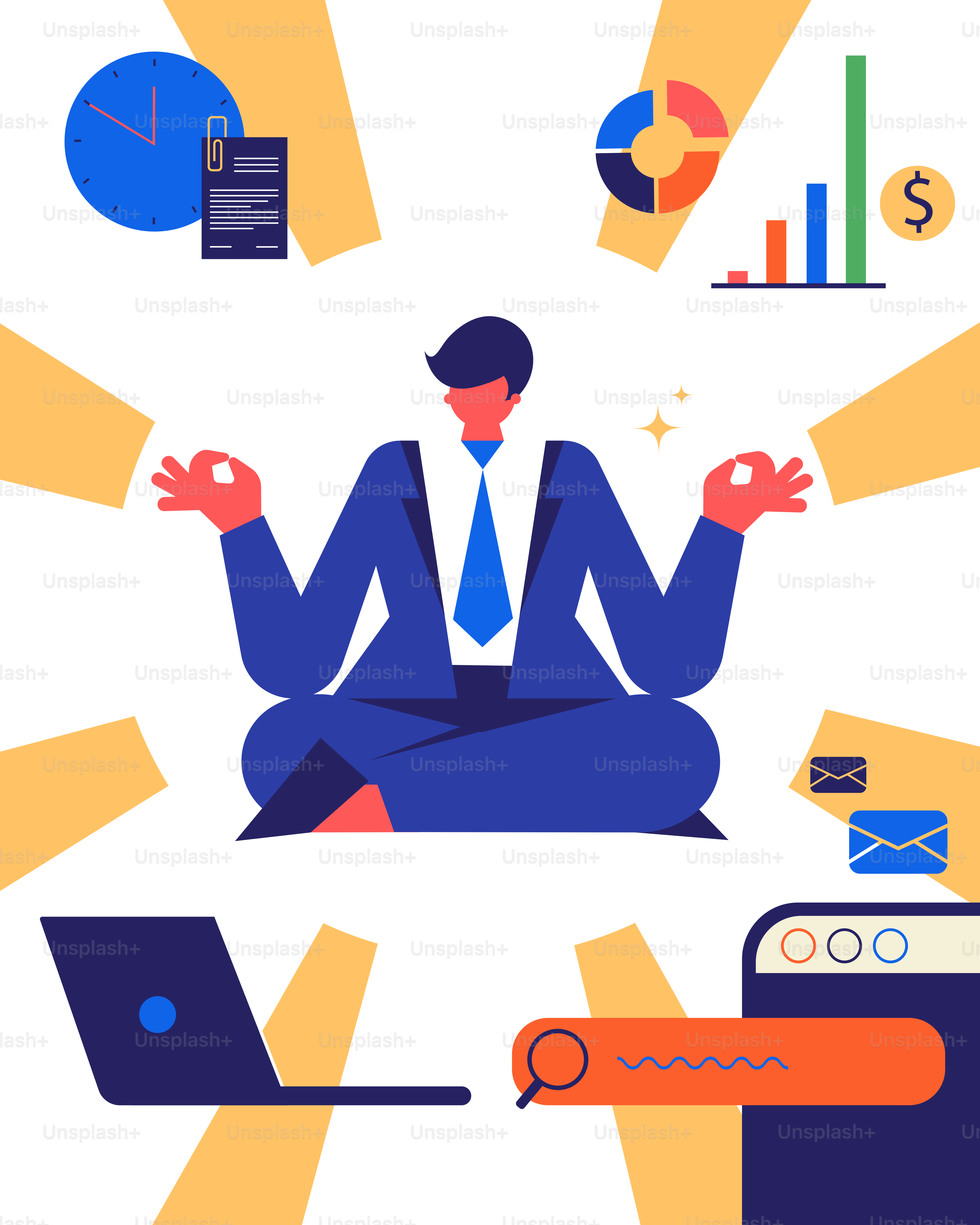 Ein Mann im Anzug, der mit einem Laptop auf einem Schreibtisch sitzt