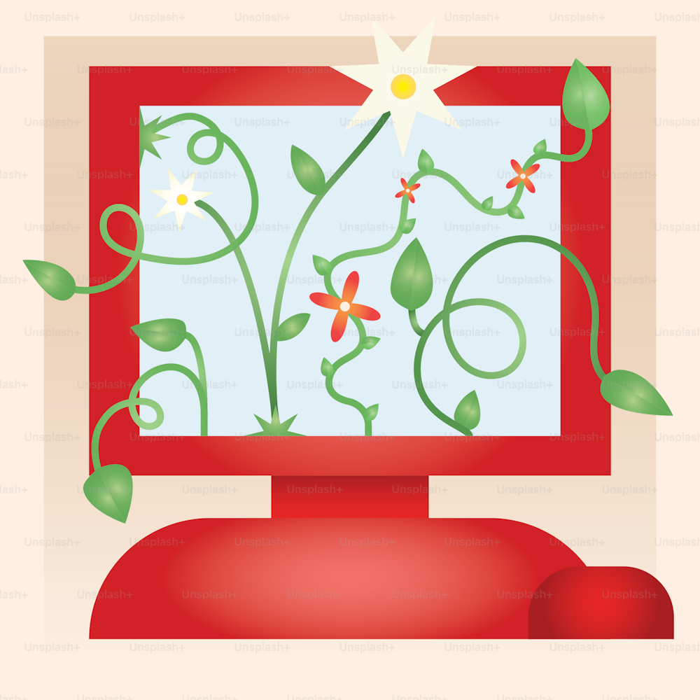 a computer screen with a flower on it