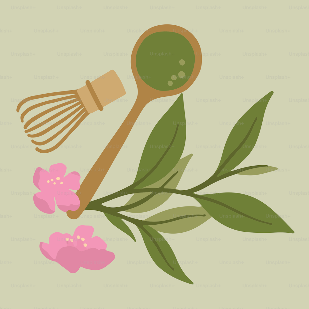 a whisk and a whisk on a branch with flowers