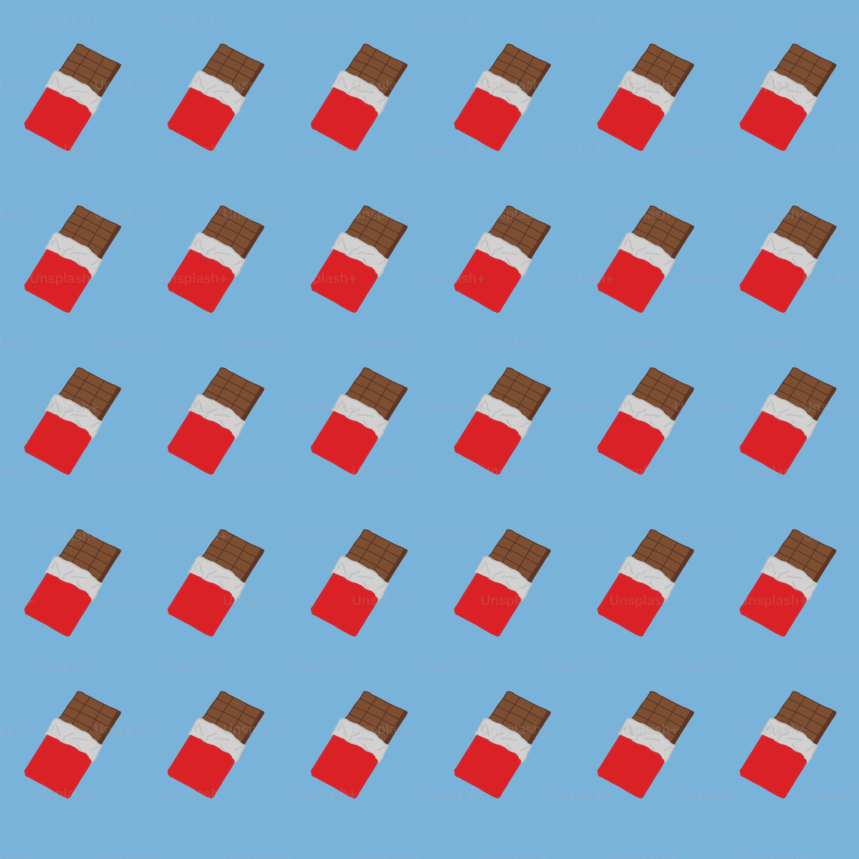 um fundo azul com uma fileira de barras de chocolate